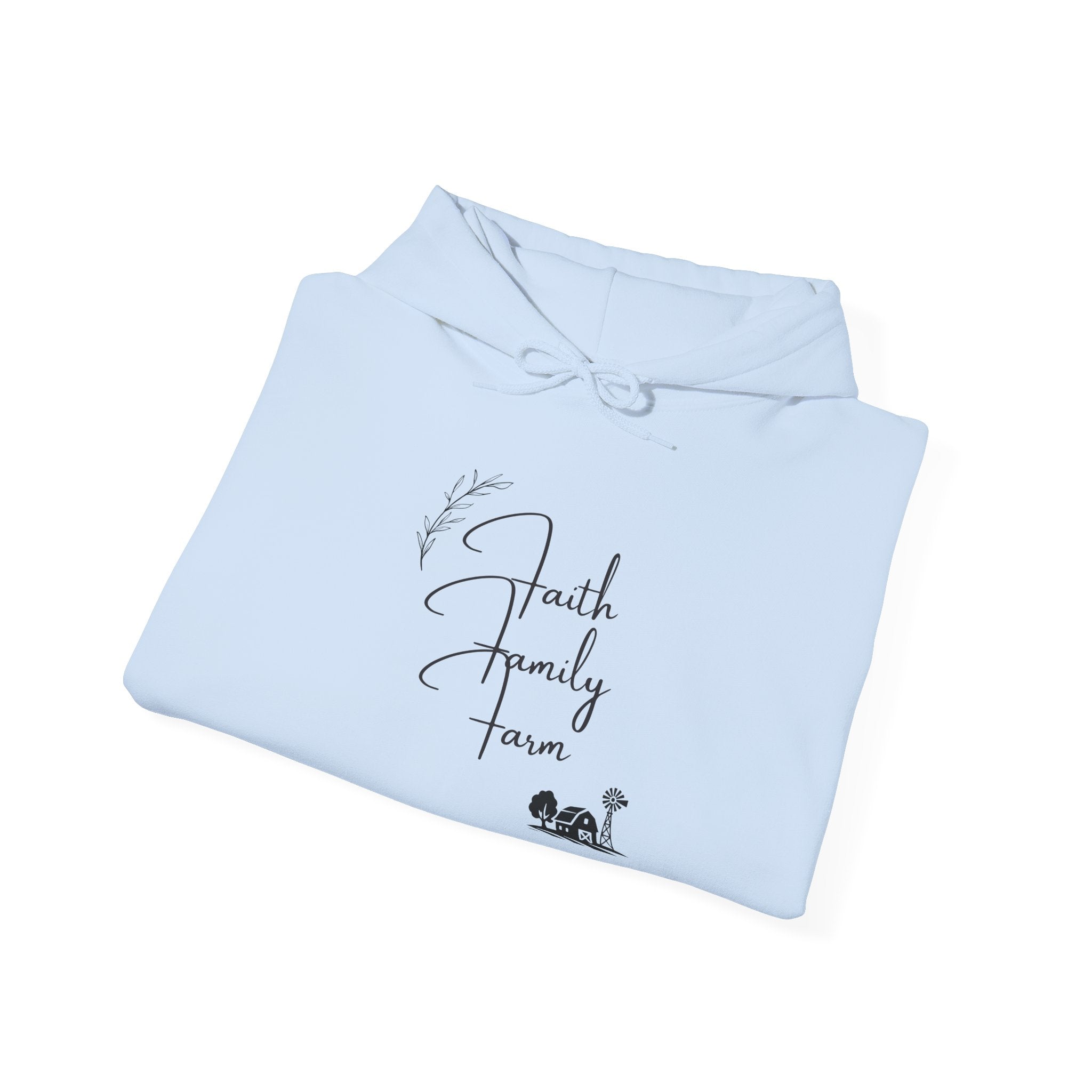 Faith Family Farm Hoodie — Minimal Script Farmhouse Pullover