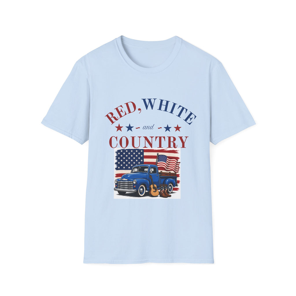 Red, White and Country T-Shirt — Patriotic Vintage Truck Americana Tee