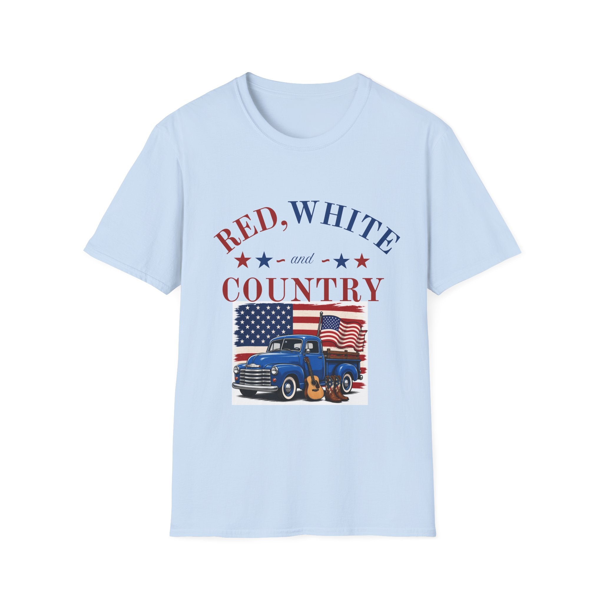 Red, White and Country T-Shirt — Patriotic Vintage Truck Americana Tee