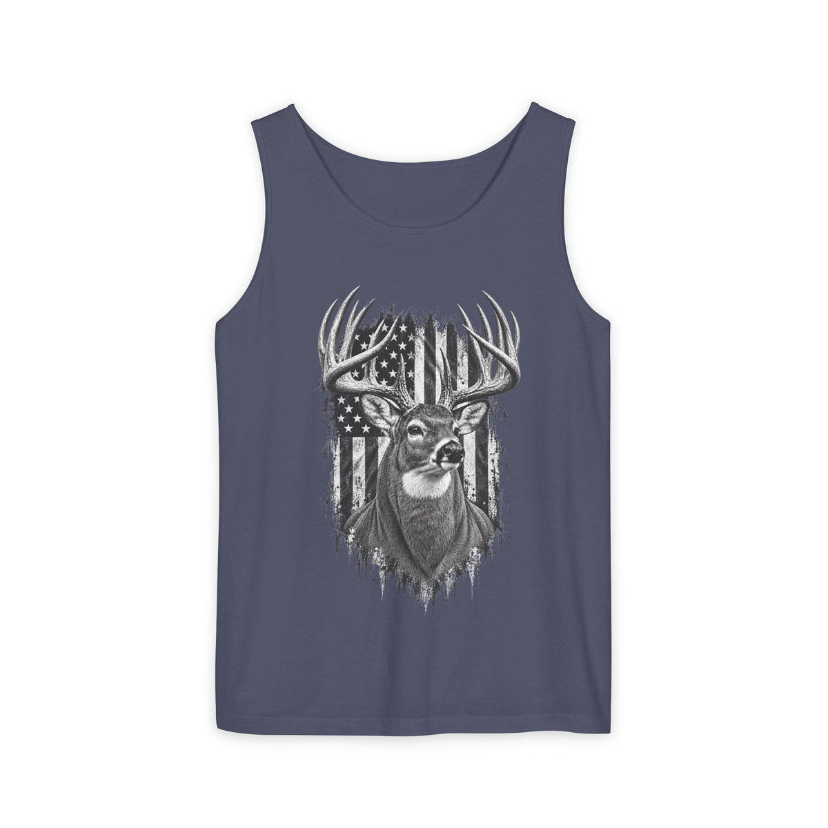 Buck Deer American Flag Tank Top, Garment-Dyed Cotton, Relaxed Fit
