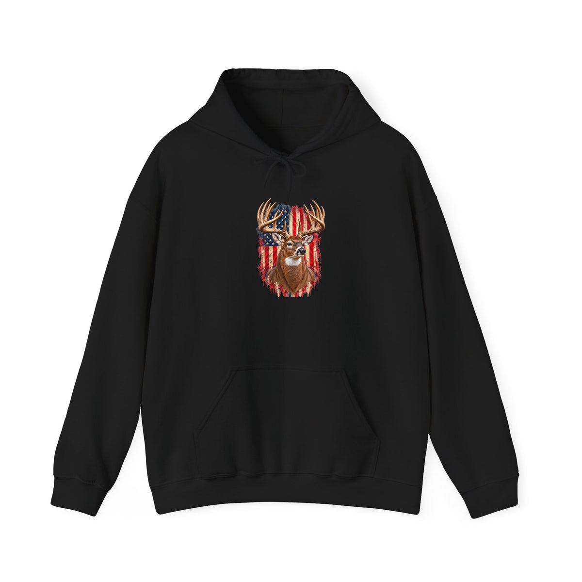 American Flag Deer Head Hoodie | Patriotic Buck Graphic Sweatshirt