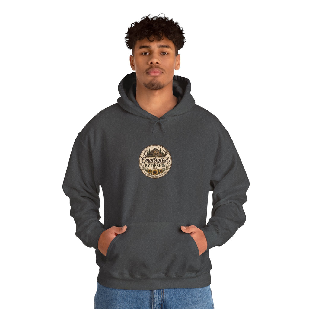 Outdoor Patch Hoodie - 'Campcrafted By Design' Vintage Mountain Emblem