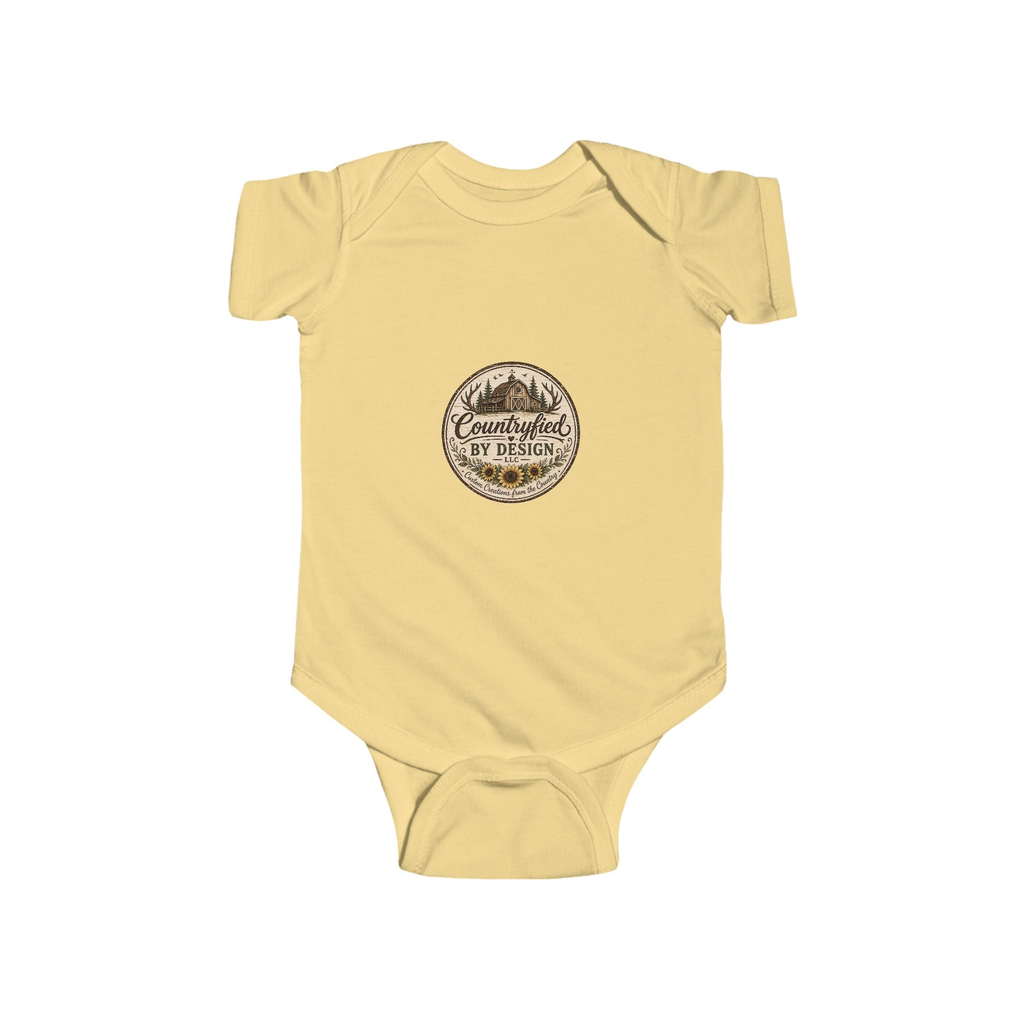 Infant Bodysuit - Rustic 'Countryfied by Design' Mountain Logo Baby Onesie