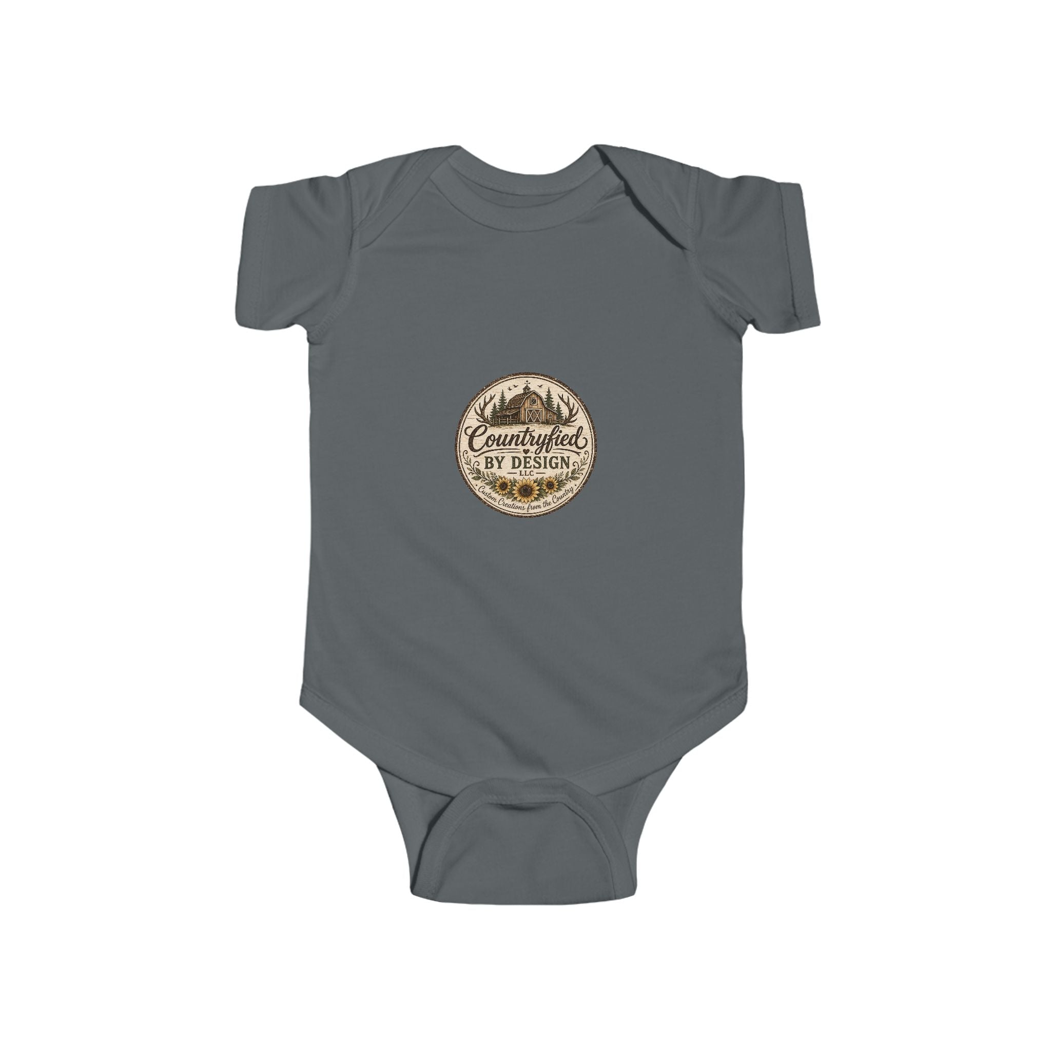 Infant Bodysuit - Rustic 'Countryfied by Design' Mountain Logo Baby Onesie