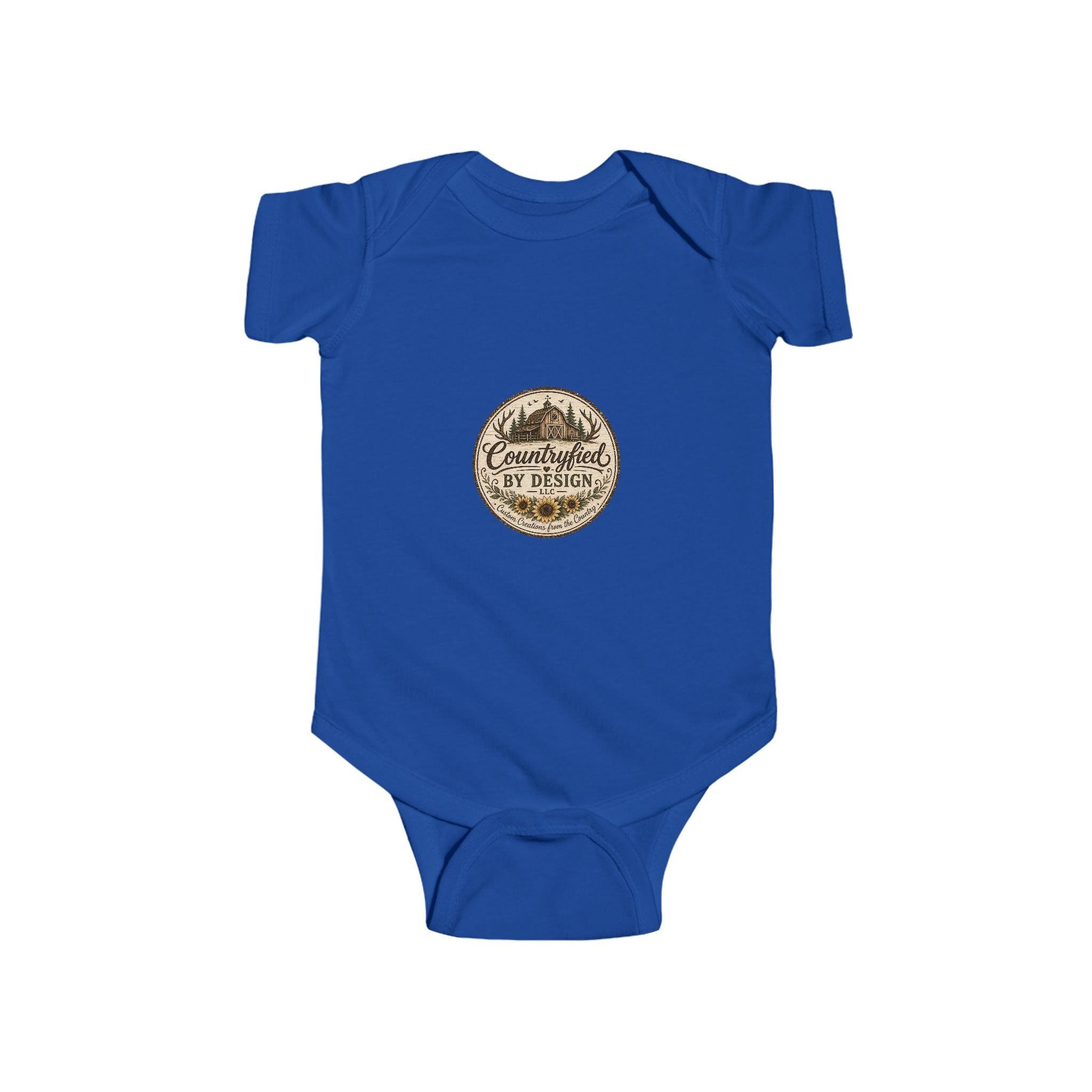 Infant Bodysuit - Rustic 'Countryfied by Design' Mountain Logo Baby Onesie
