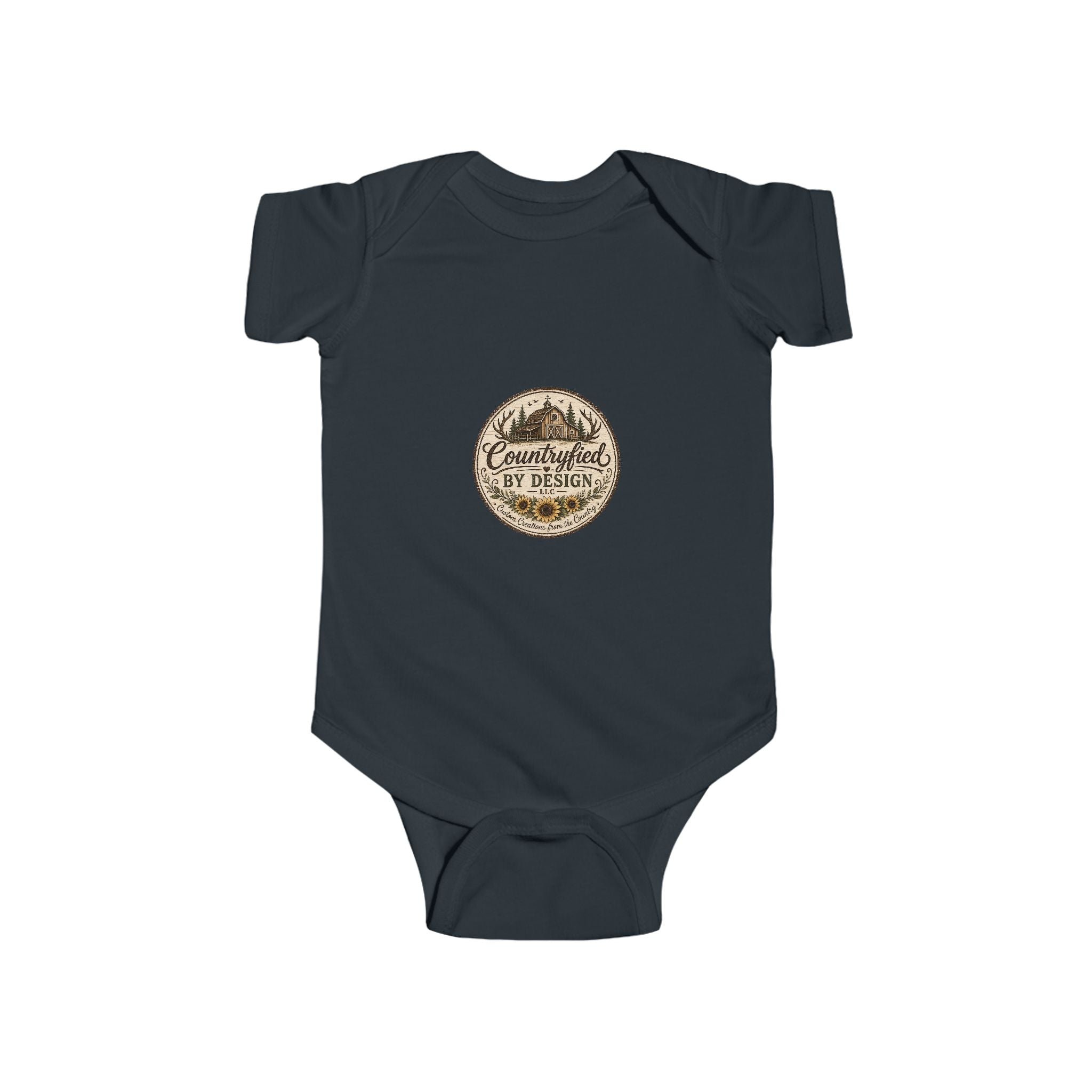 Infant Bodysuit - Rustic 'Countryfied by Design' Mountain Logo Baby Onesie