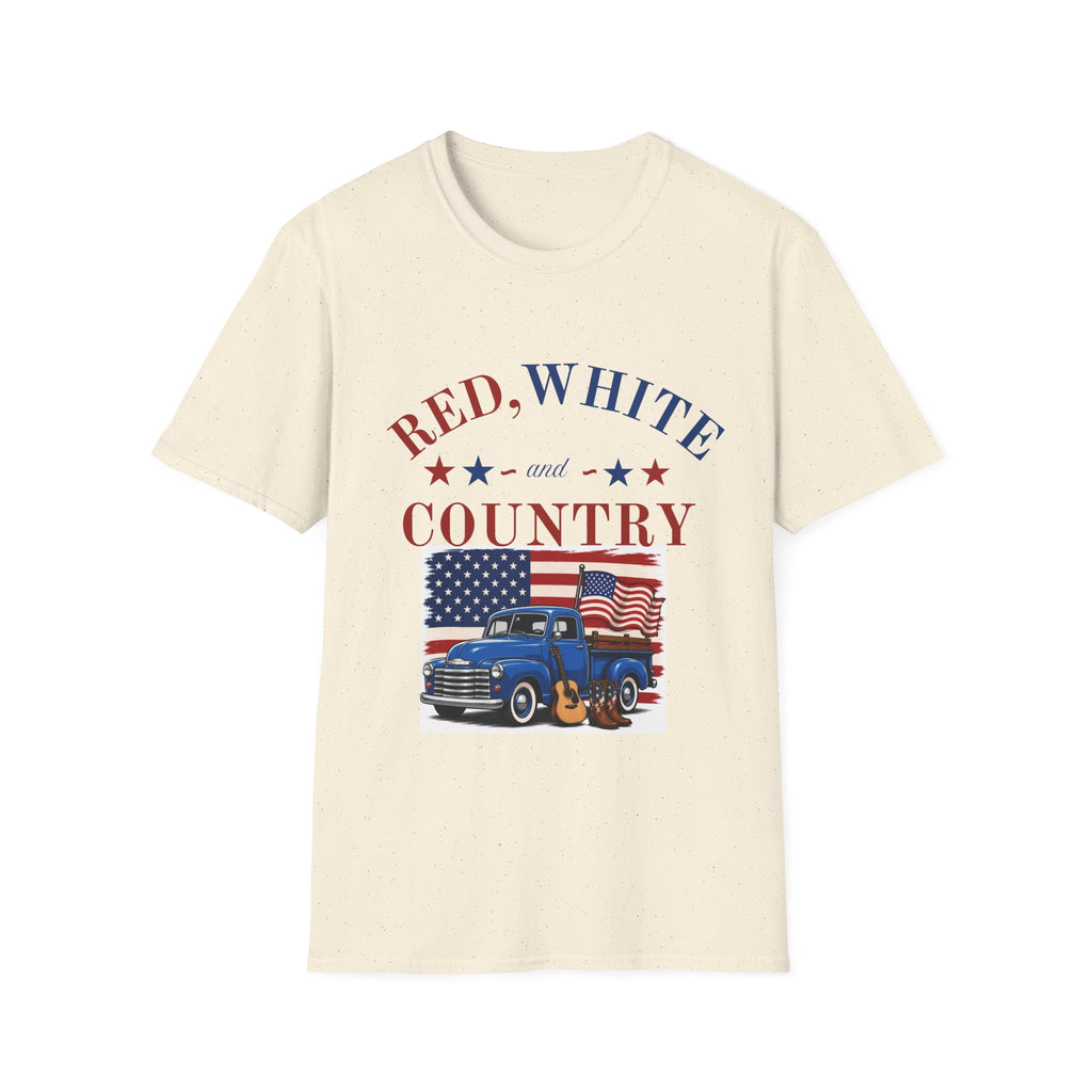 Red, White and Country T-Shirt — Patriotic Vintage Truck Americana Tee