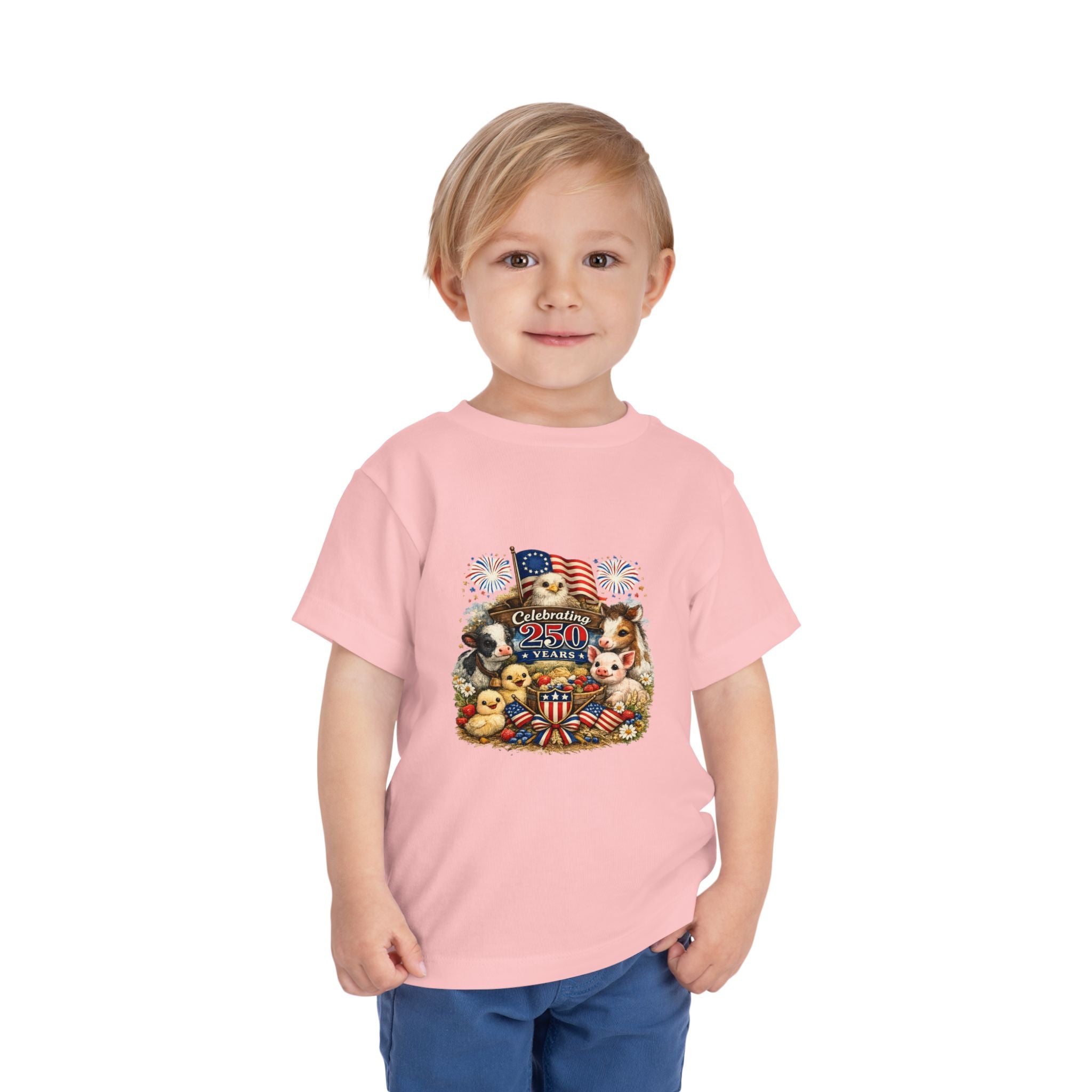 Toddler Tee — "Celebrating 250 Years" Patriotic Animals 4th of July Shirt