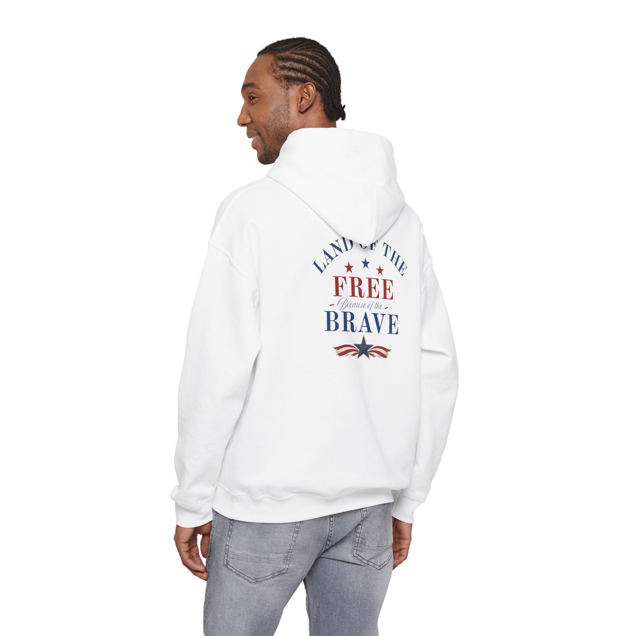 Patriotic Truck Hoodie — "Red White Country" / "Land of the Free, Home of the Brave"