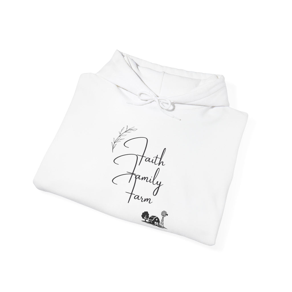Faith Family Farm Hoodie — Minimal Script Farmhouse Pullover