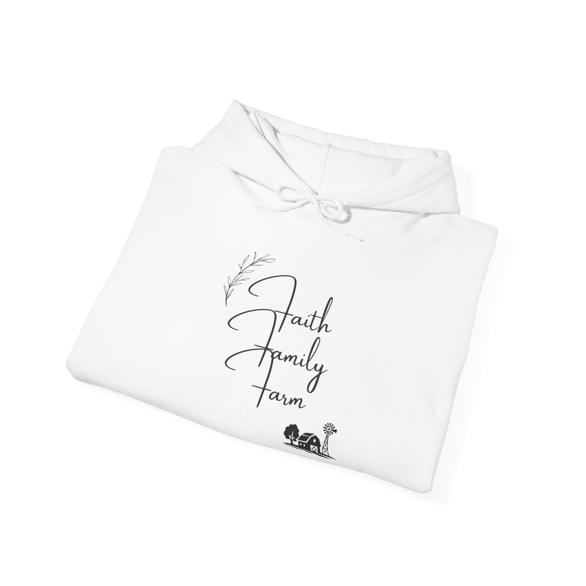 Faith Family Farm Hoodie — Minimal Script Farmhouse Pullover
