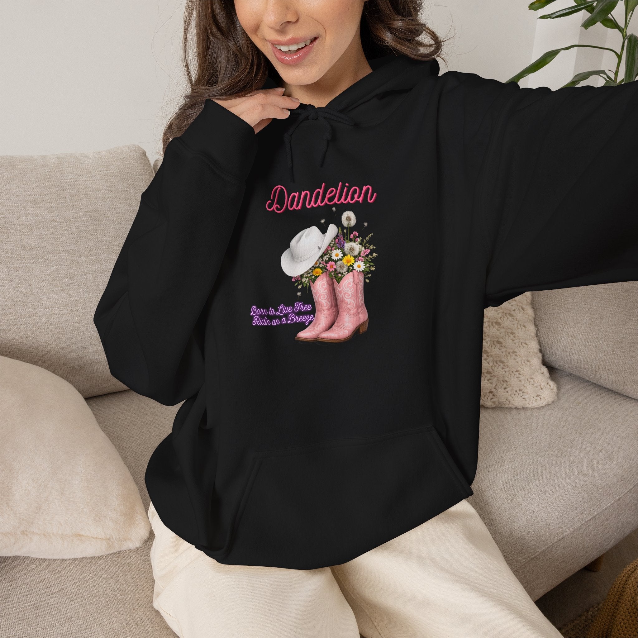 Dancer Cowboy Boots Hoodie — Pink Boots with Flowers 'Dancer' Sweatshirt