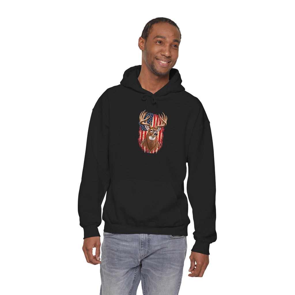 American Flag Deer Head Hoodie | Patriotic Buck Graphic Sweatshirt