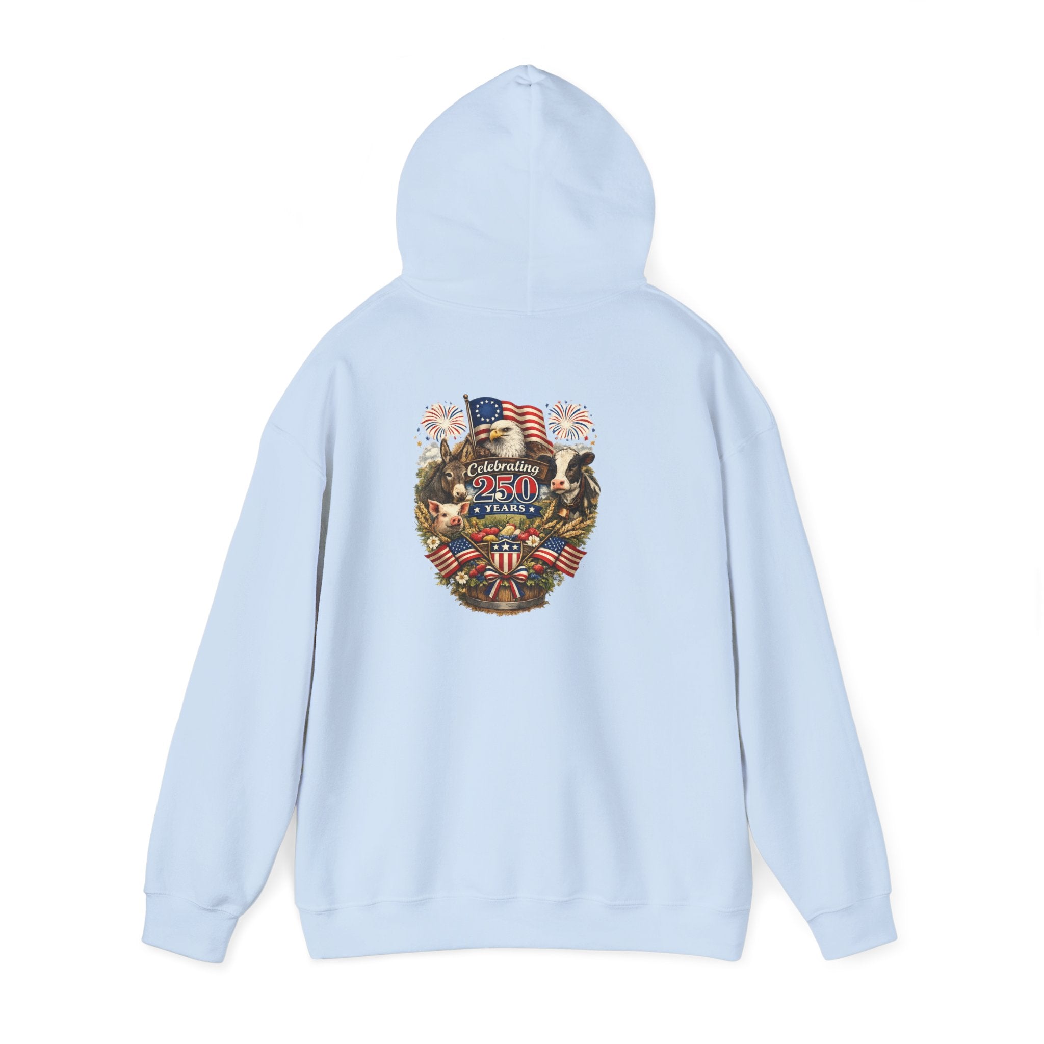 Patriotic Star & Shield Hoodie — USA Flag Graphic Pullover for 4th of July