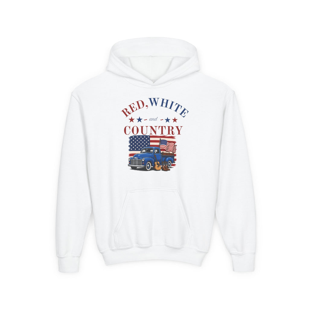 Youth Patriotic Hoodie – "Red, White & Country" | Land of the Free, Home of the Brave