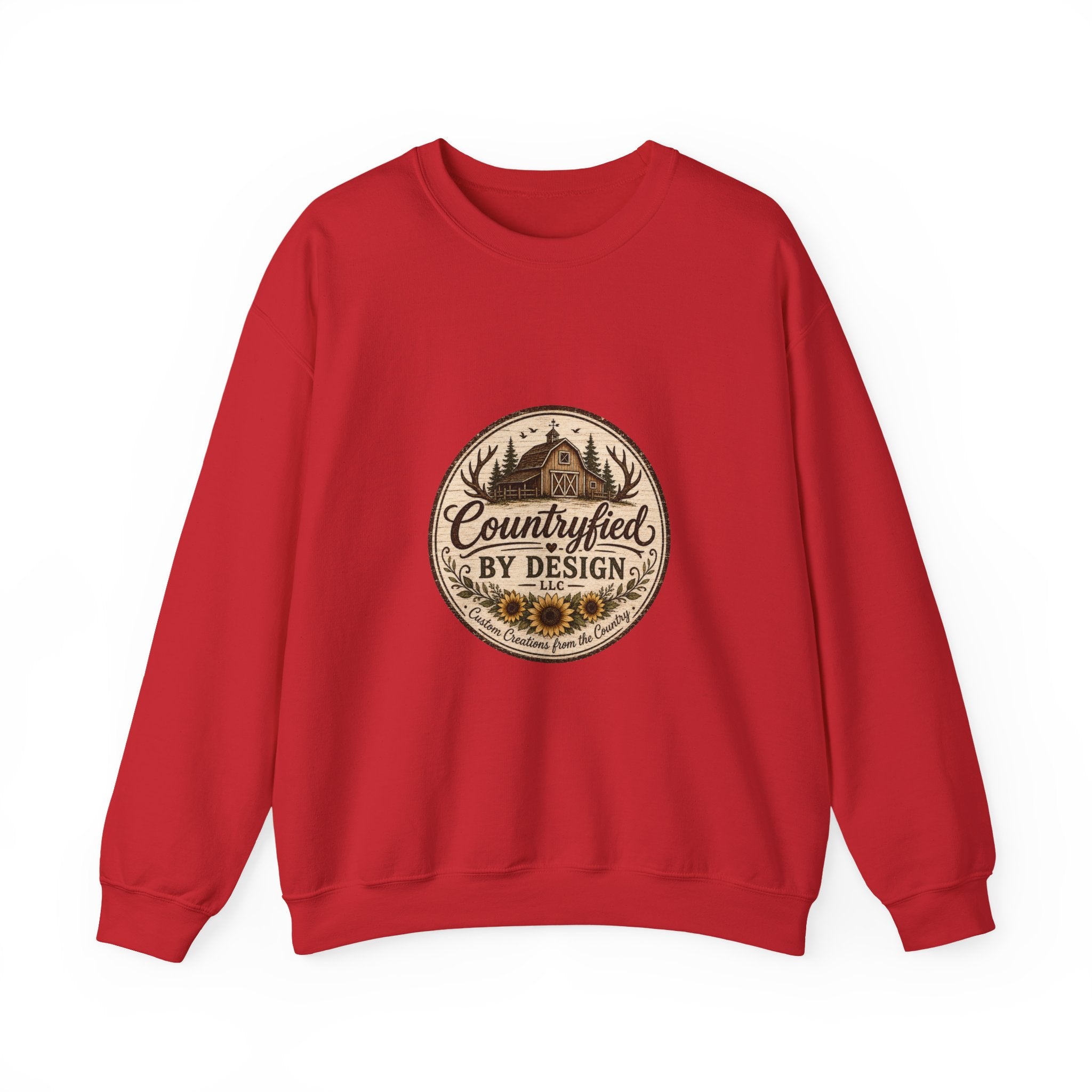 Countryfied By Design Crewneck Sweatshirt — Rustic Farmhouse Graphic Pullover