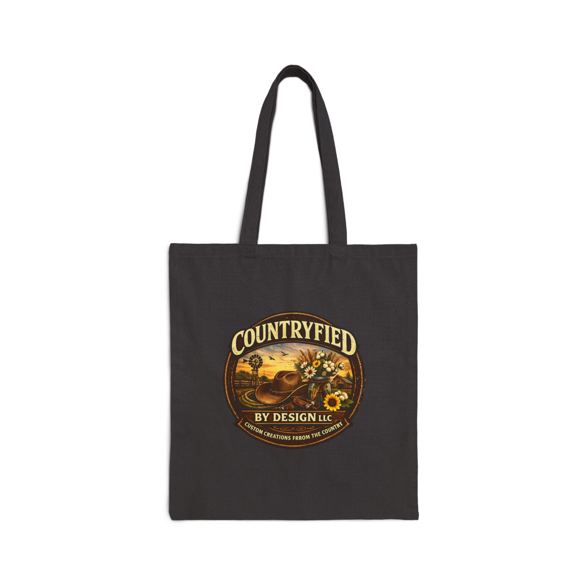 Countryfied Canvas Tote Bag — Vintage Sunflower Farm Market Shopper