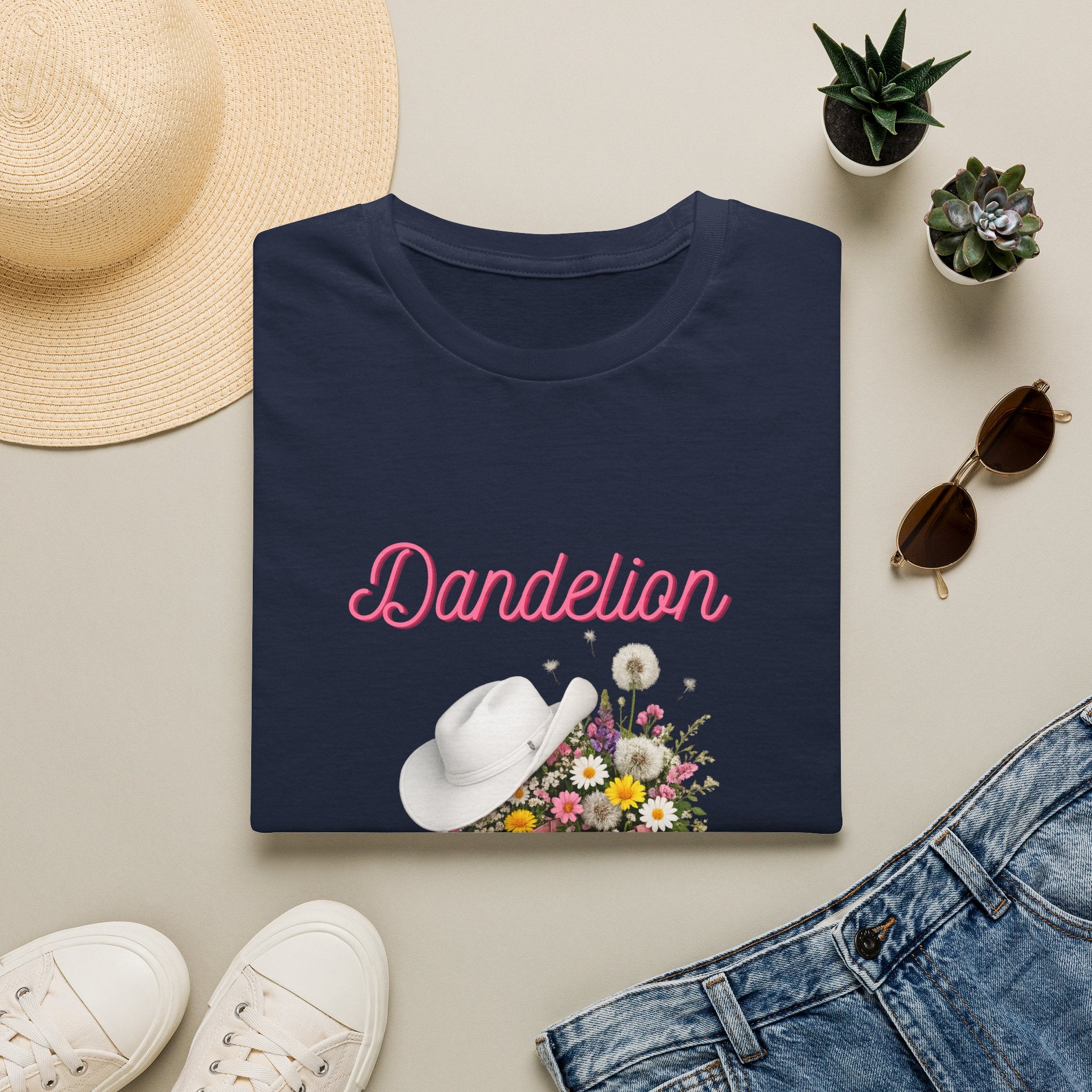 Dandelion Graphic T-Shirt — Floral Cowboy Boots & Hat Tee