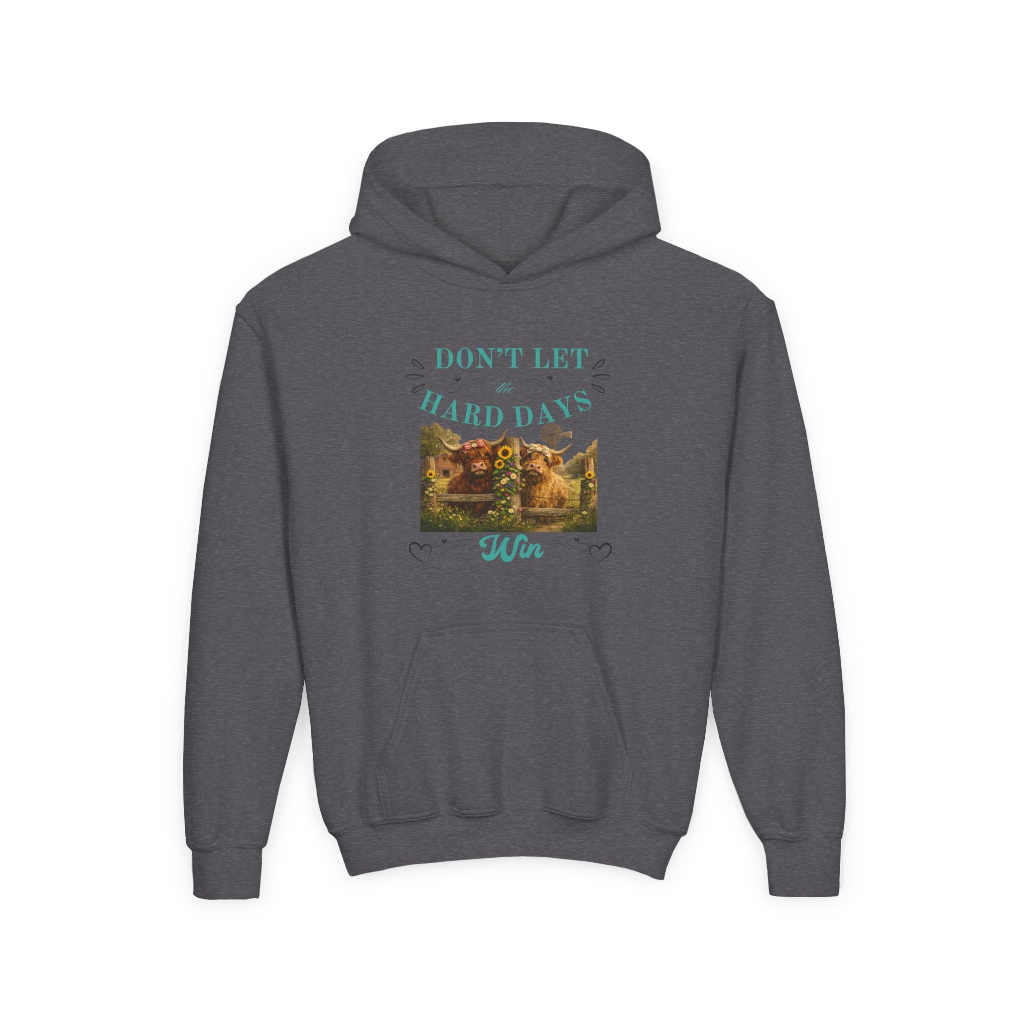 Youth Hoodie — "Don't Let Hard Days Win" Inspirational Graphic Sweatshirt