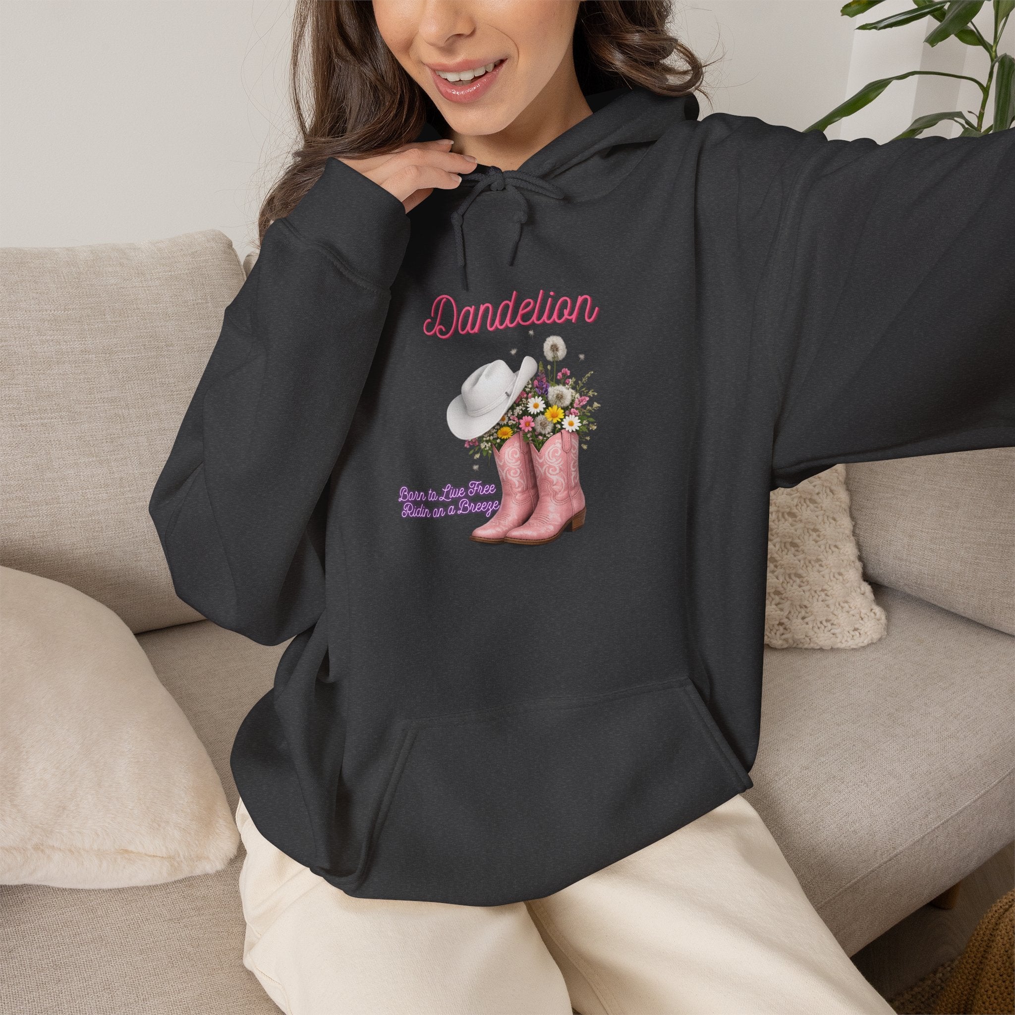 Dancer Cowboy Boots Hoodie — Pink Boots with Flowers 'Dancer' Sweatshirt