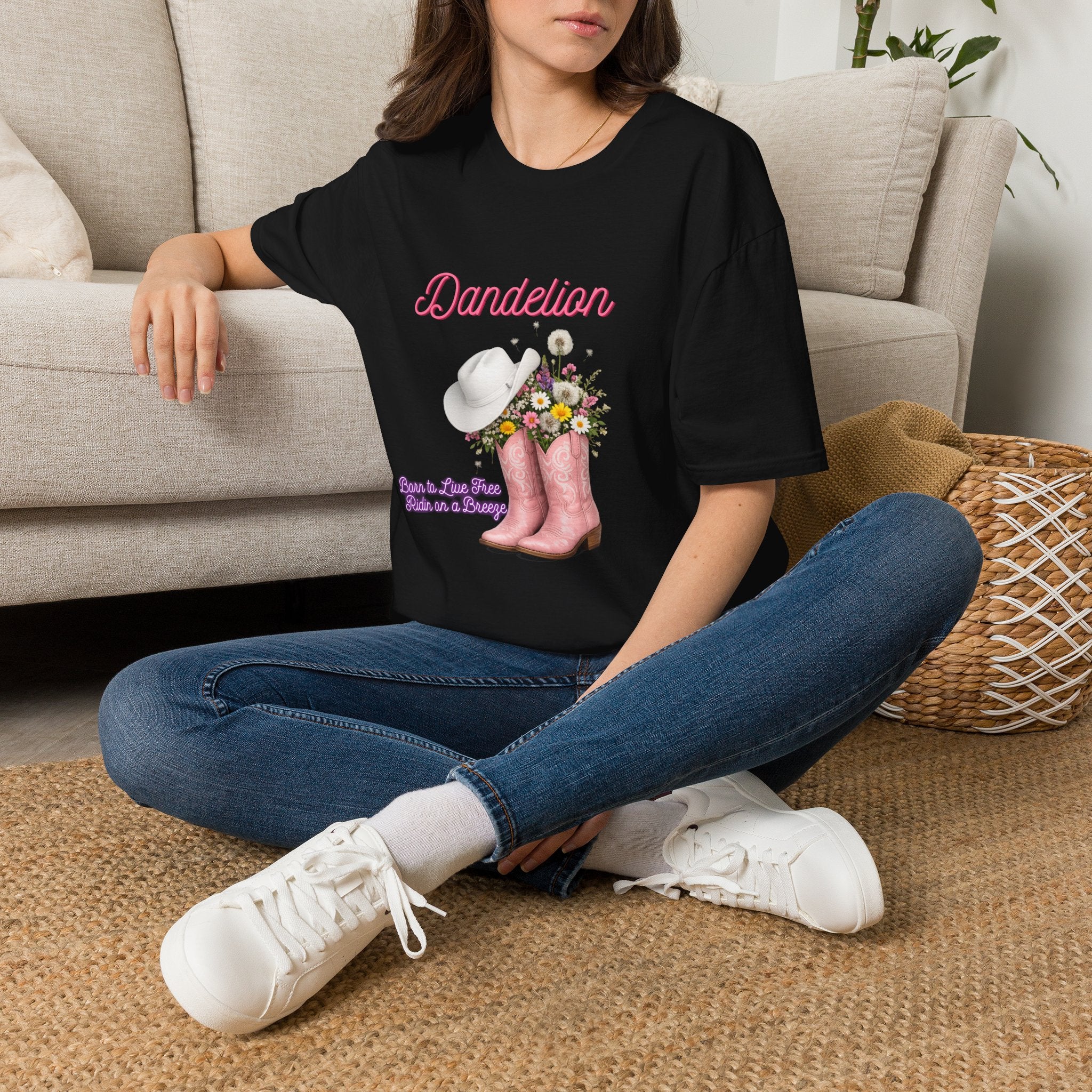 Dandelion Graphic T-Shirt — Floral Cowboy Boots & Hat Tee