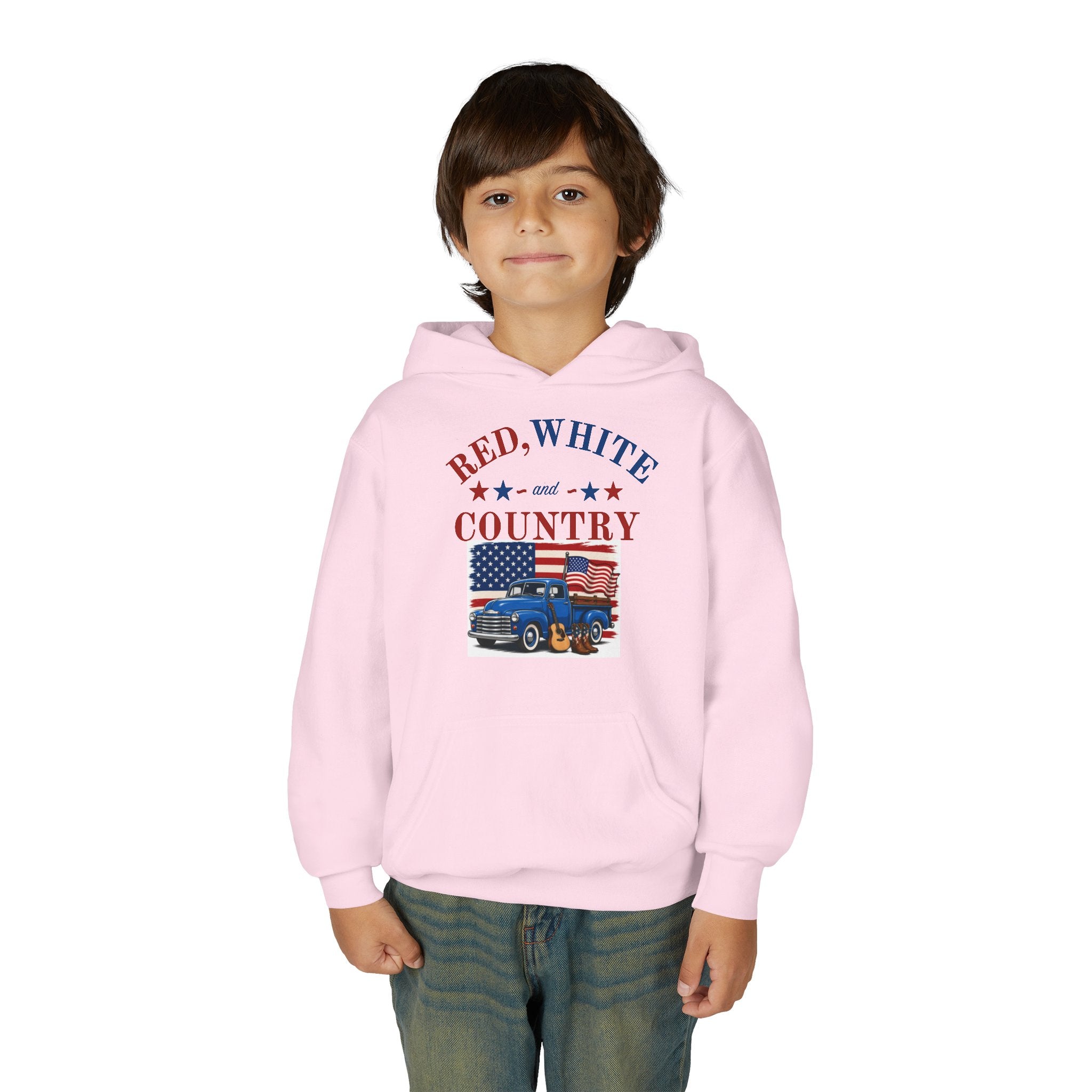 Youth Patriotic Hoodie – "Red, White & Country" | Land of the Free, Home of the Brave