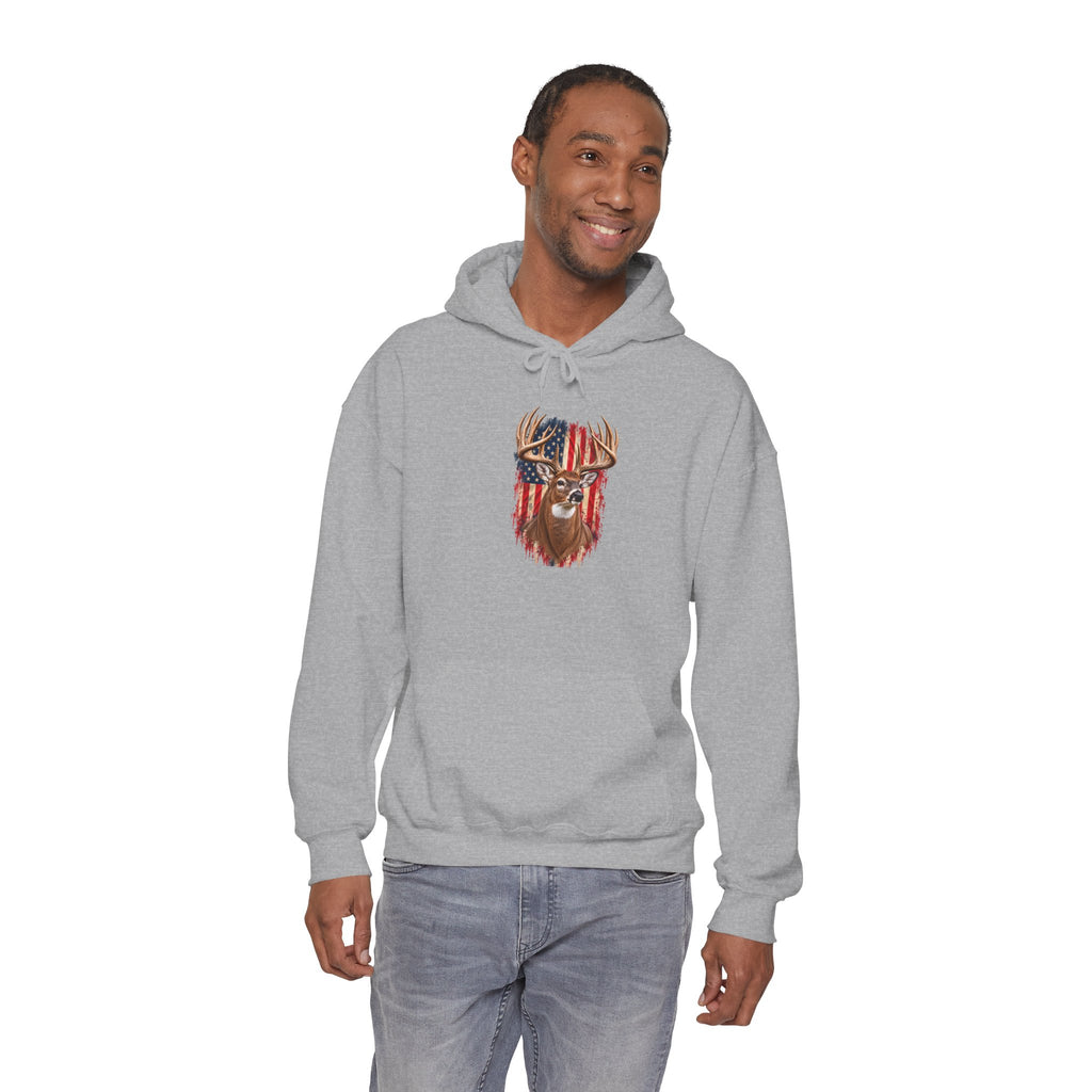 American Flag Deer Head Hoodie | Patriotic Buck Graphic Sweatshirt