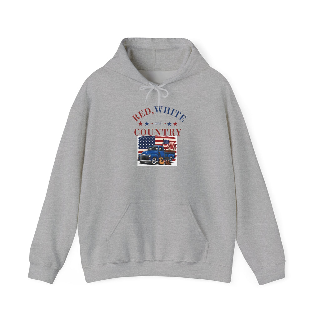 Patriotic Truck Hoodie — "Red White Country" / "Land of the Free, Home of the Brave"