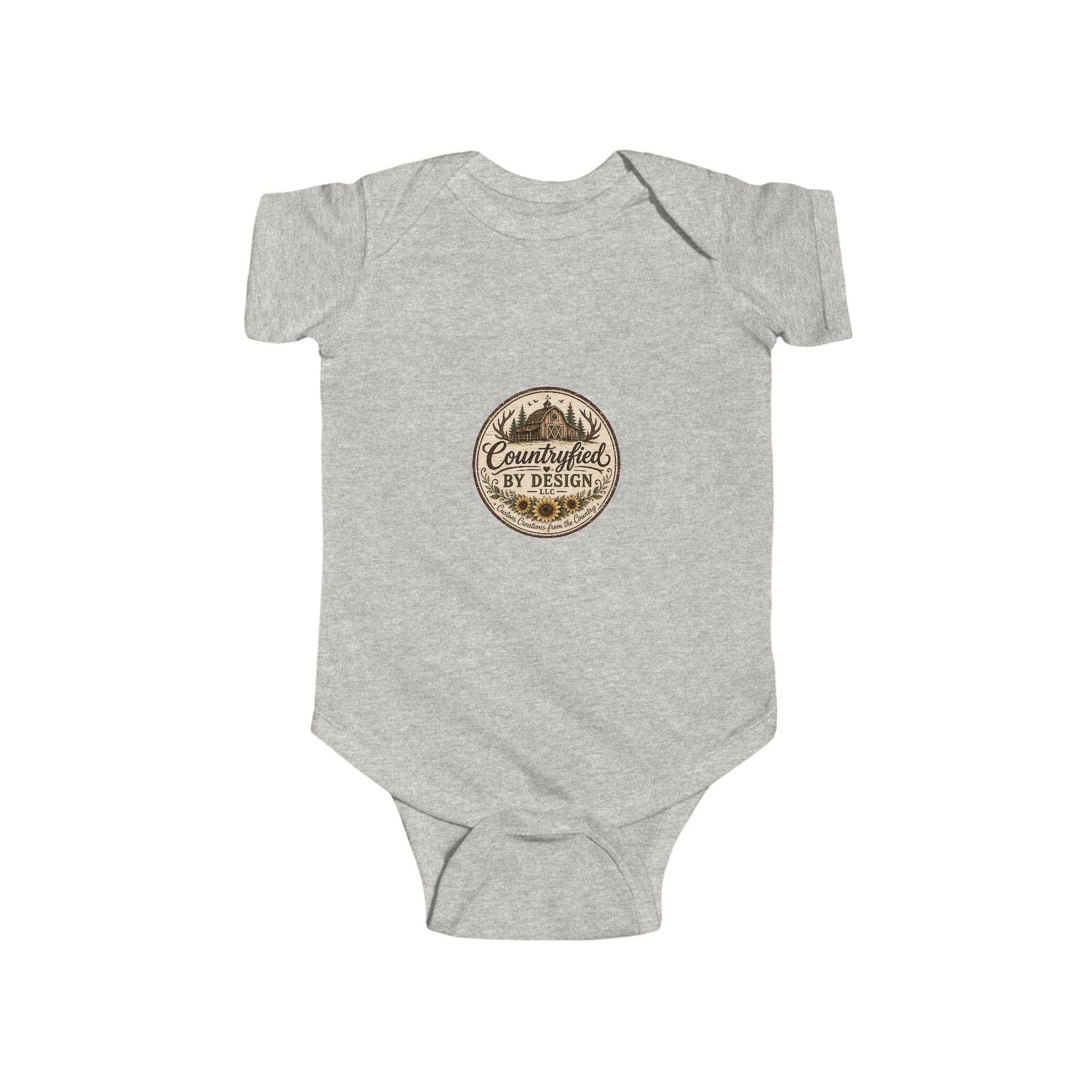Infant Bodysuit - Rustic 'Countryfied by Design' Mountain Logo Baby Onesie