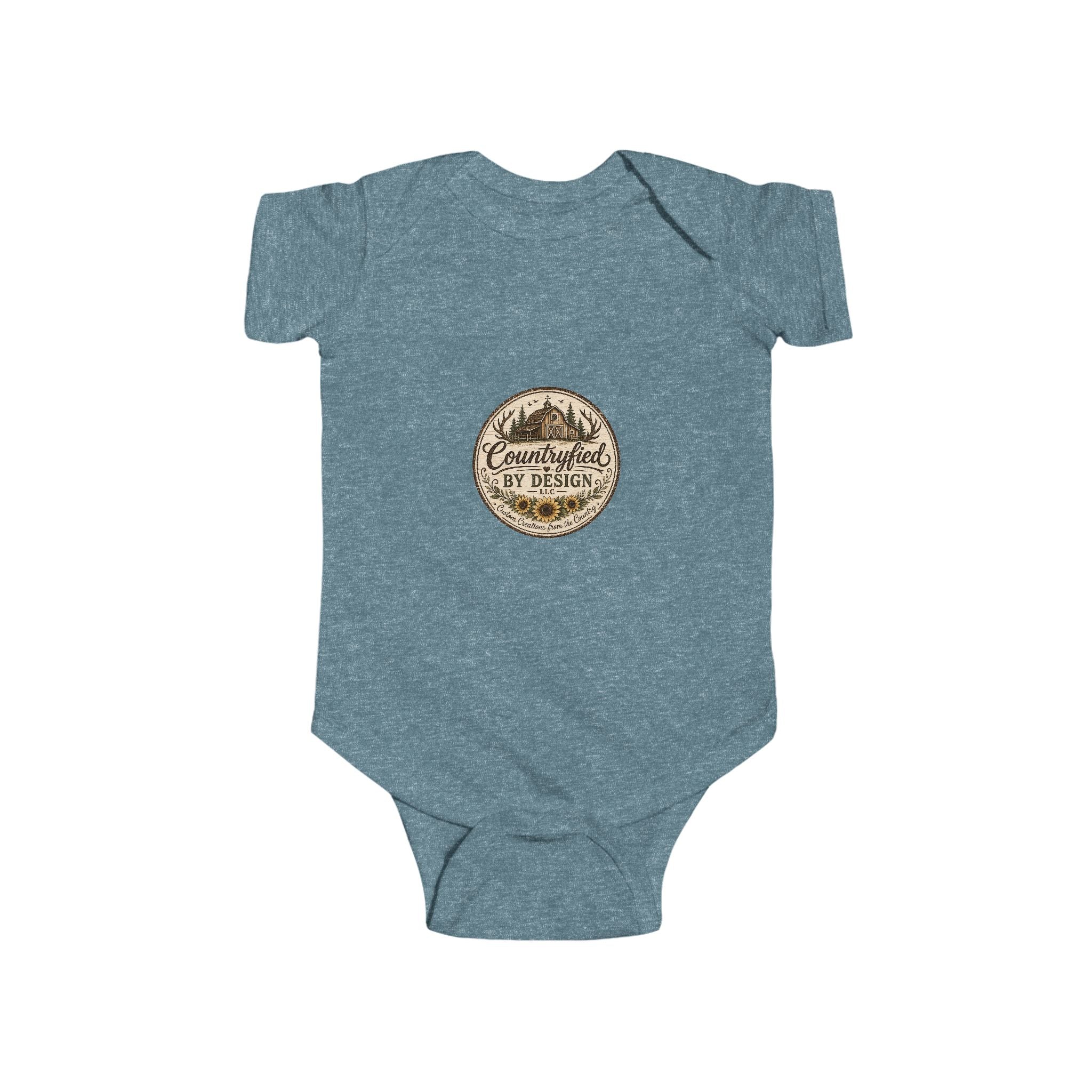 Infant Bodysuit - Rustic 'Countryfied by Design' Mountain Logo Baby Onesie