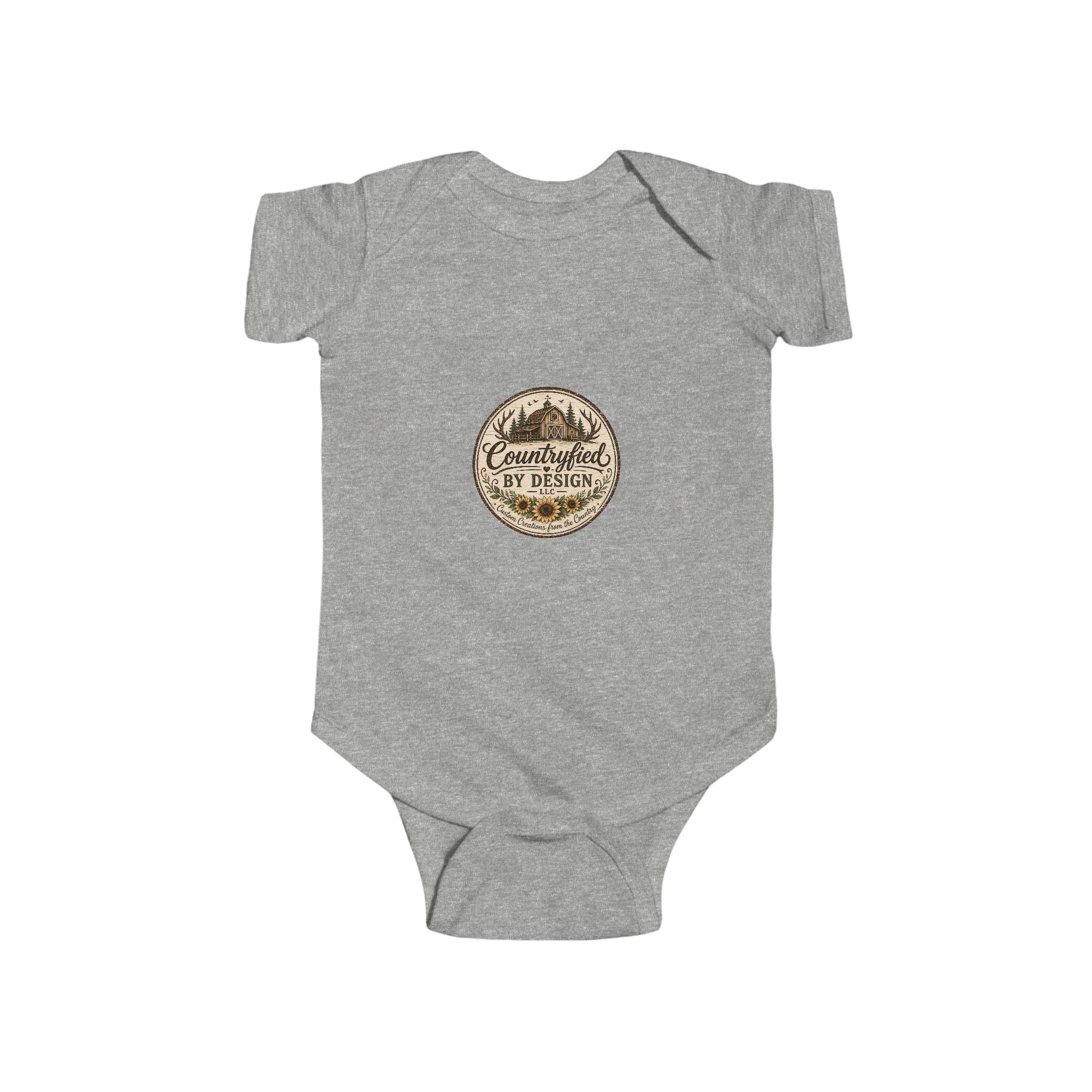 Infant Bodysuit - Rustic 'Countryfied by Design' Mountain Logo Baby Onesie