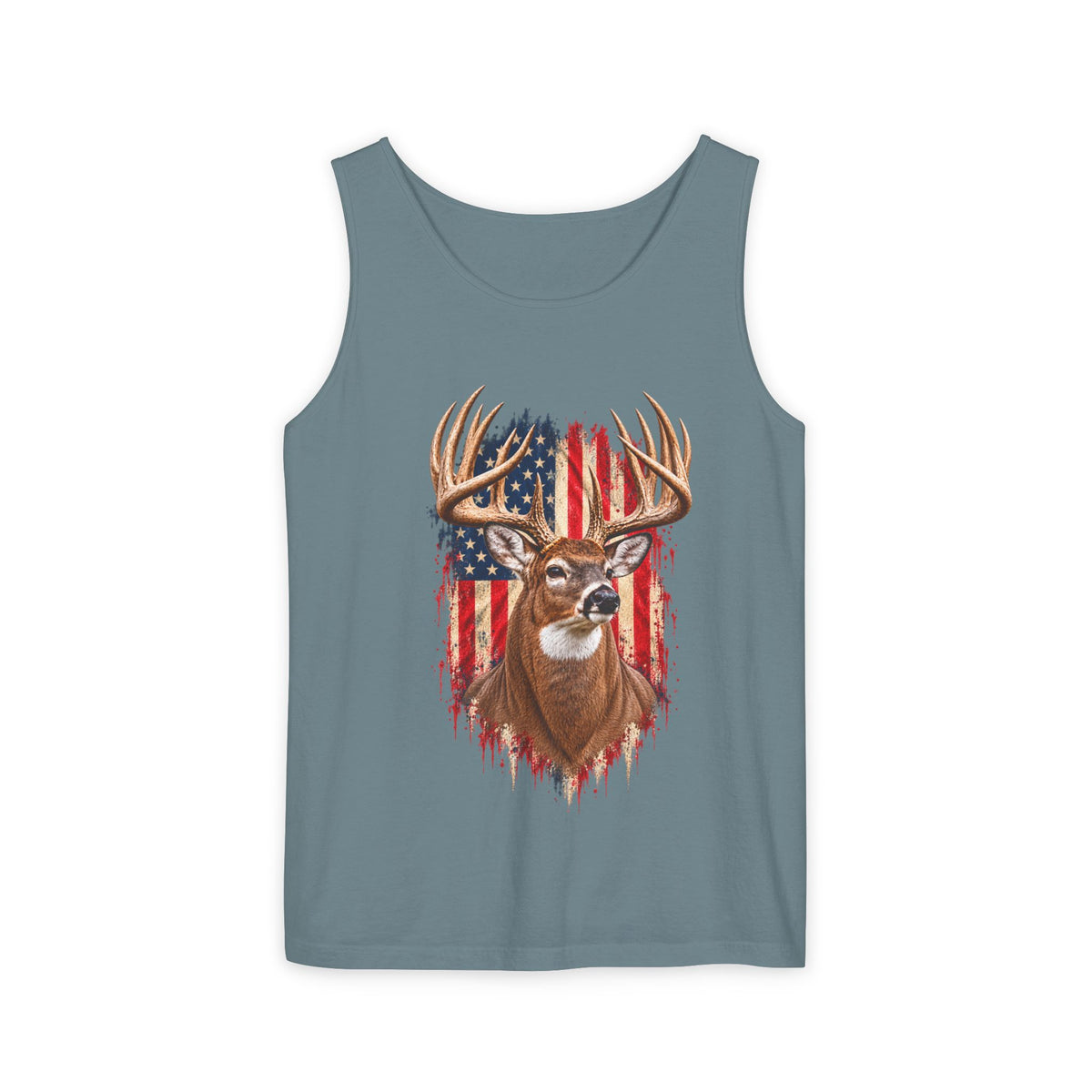 Buck American Flag Tank Top, Garment-Dyed Cotton, Relaxed Fit