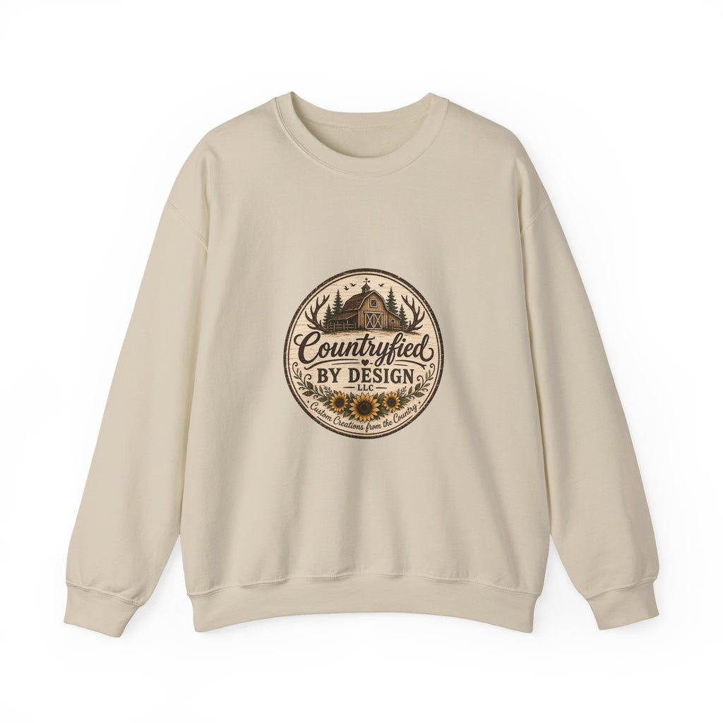 Countryfied By Design Crewneck Sweatshirt — Rustic Farmhouse Graphic Pullover
