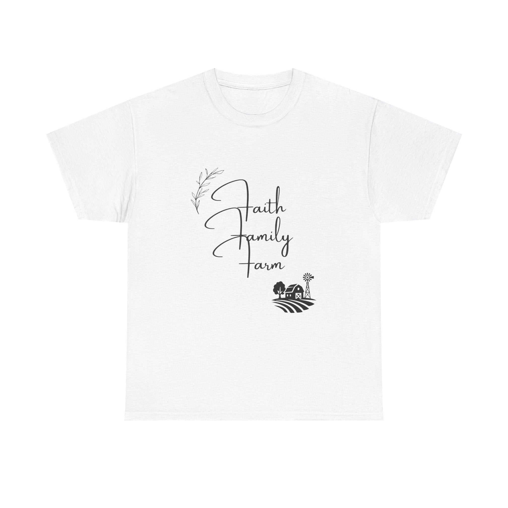 Faith Family Farm T-Shirt — Rustic Farmhouse Scripture Tee