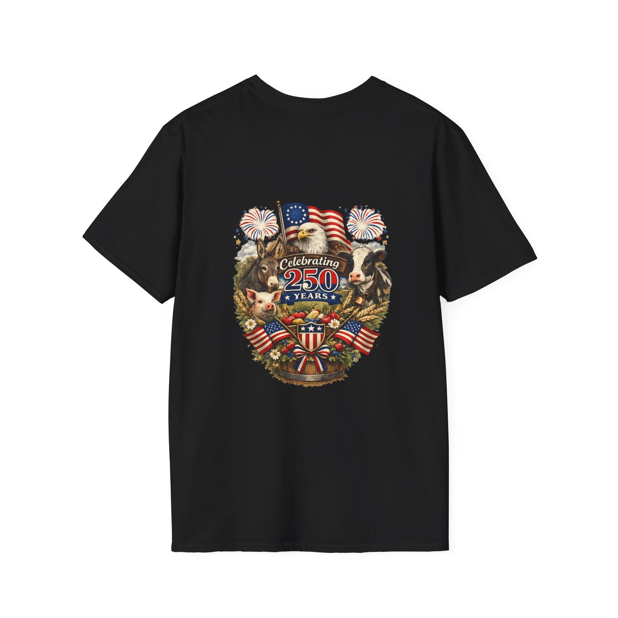 Patriotic Star Tee — Small Distressed Navy Star with Red Stripes