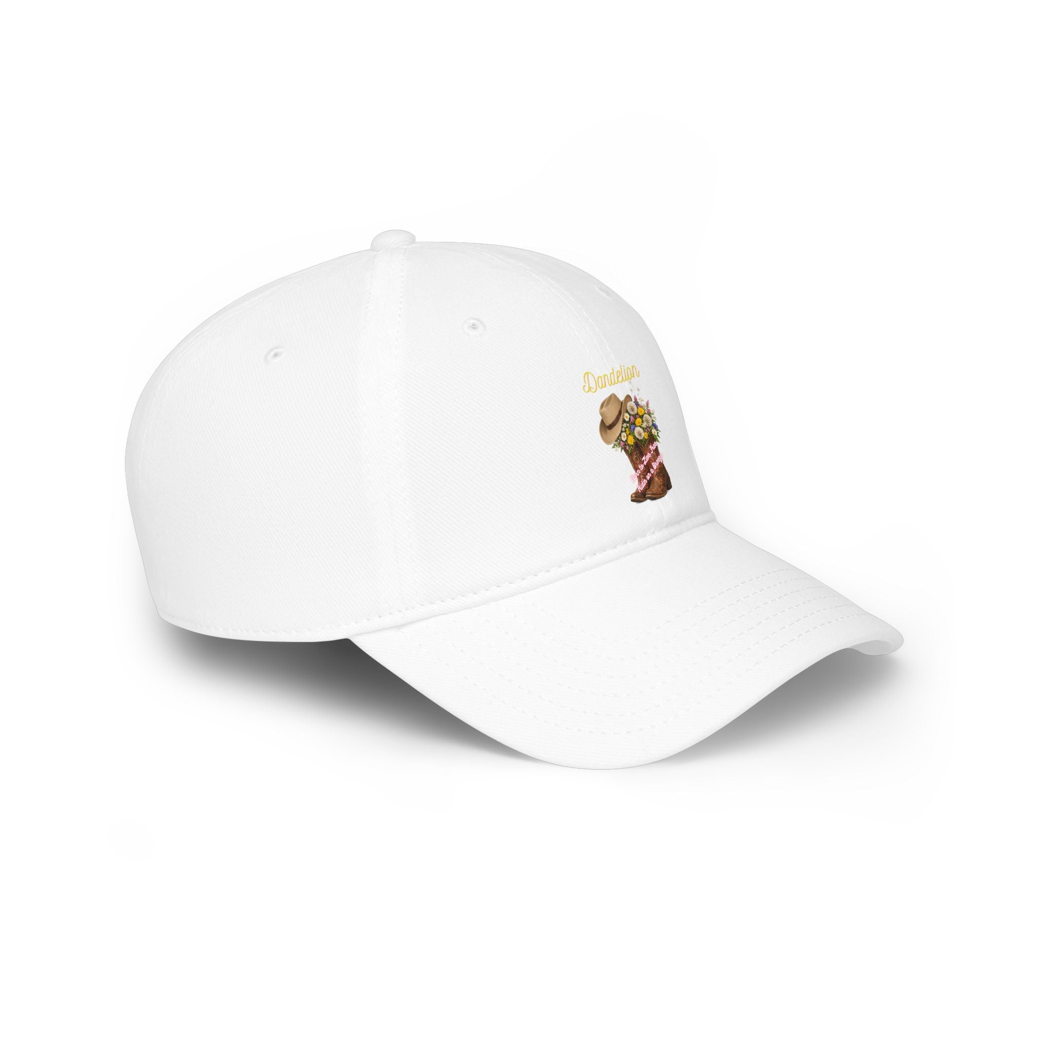Cowgirl Boots & Flowers Baseball Cap — 'Cowgirl' Embroidered Low Profile Hat