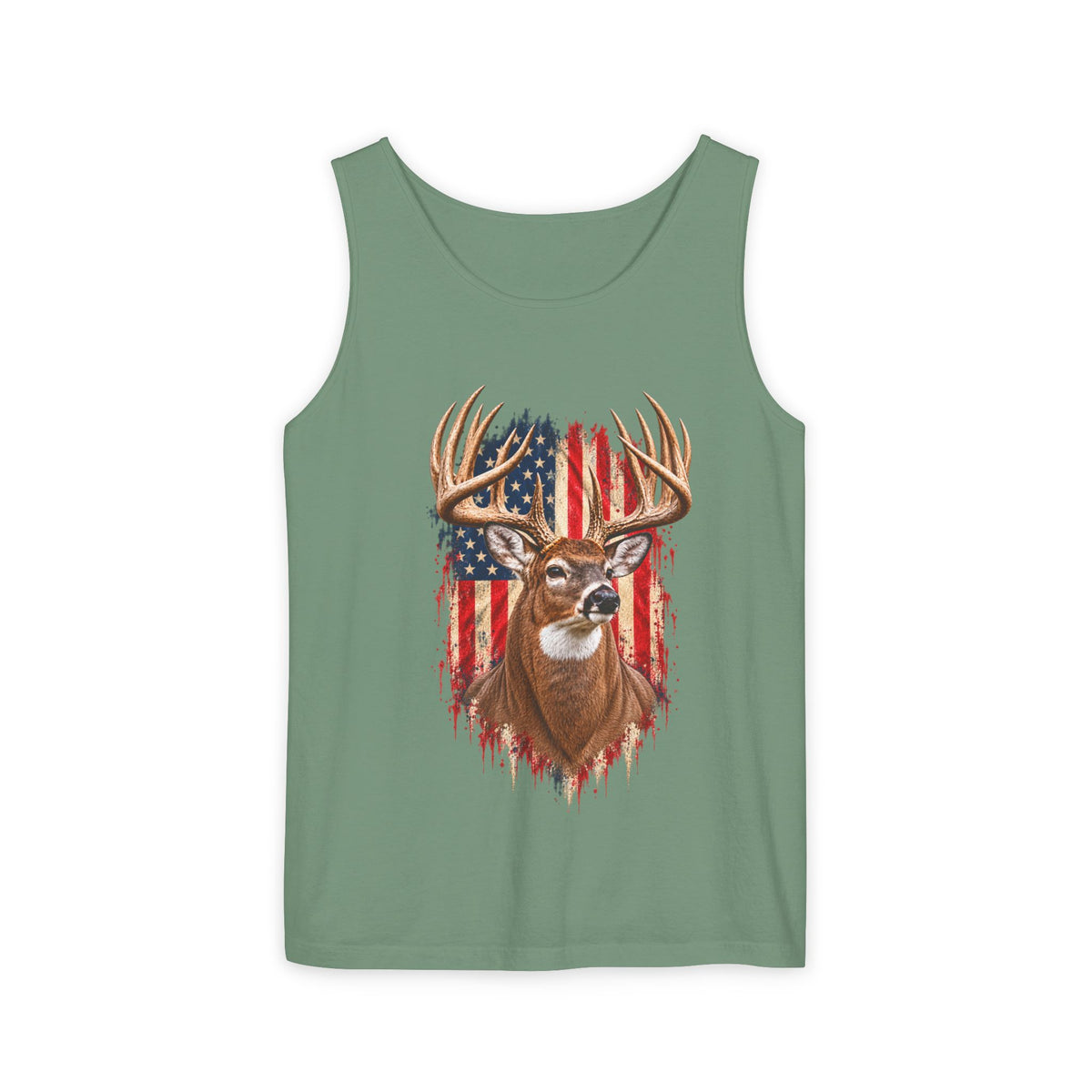 Buck American Flag Tank Top, Garment-Dyed Cotton, Relaxed Fit