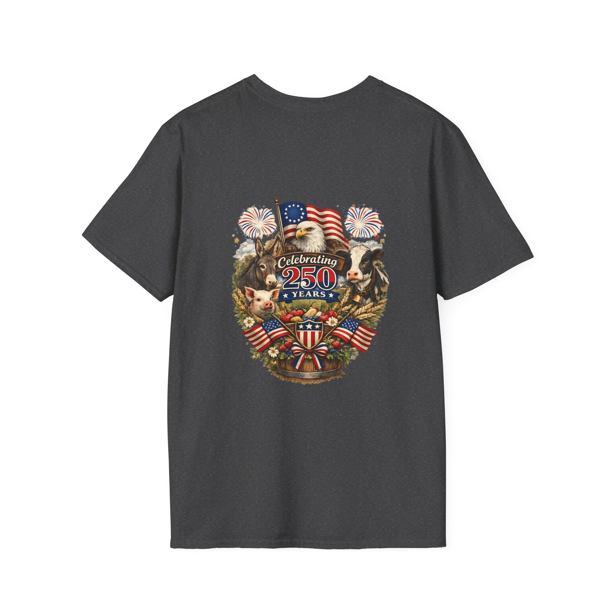 Patriotic Star Tee — Small Distressed Navy Star with Red Stripes