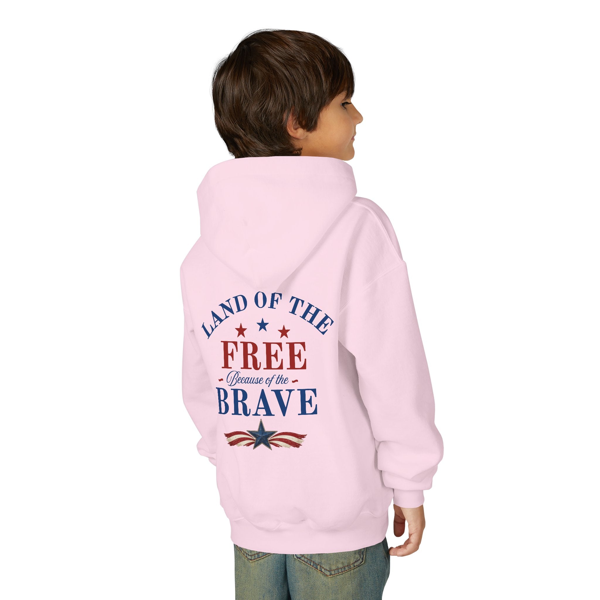 Youth Patriotic Hoodie – "Red, White & Country" | Land of the Free, Home of the Brave