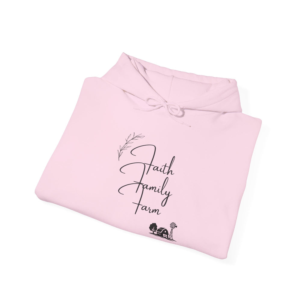 Faith Family Farm Hoodie — Minimal Script Farmhouse Pullover