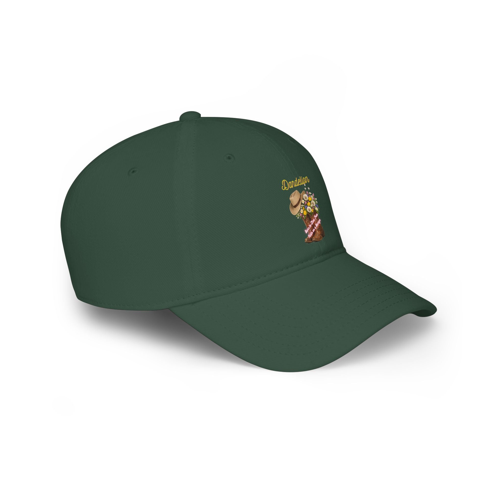 Cowgirl Boots & Flowers Baseball Cap — 'Cowgirl' Embroidered Low Profile Hat