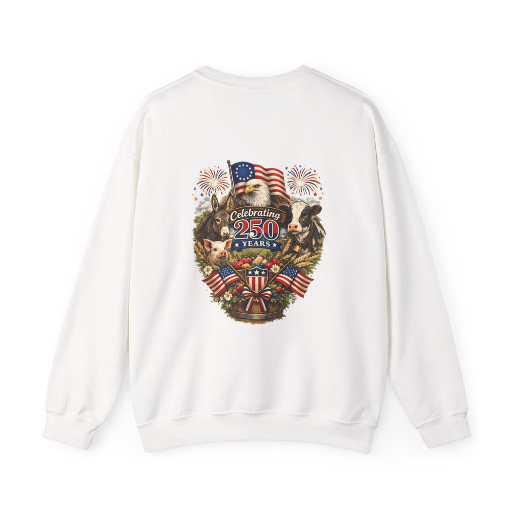 Crewneck Sweatshirt — "Celebrating 250 Years" Patriotic Eagle & Flag Design