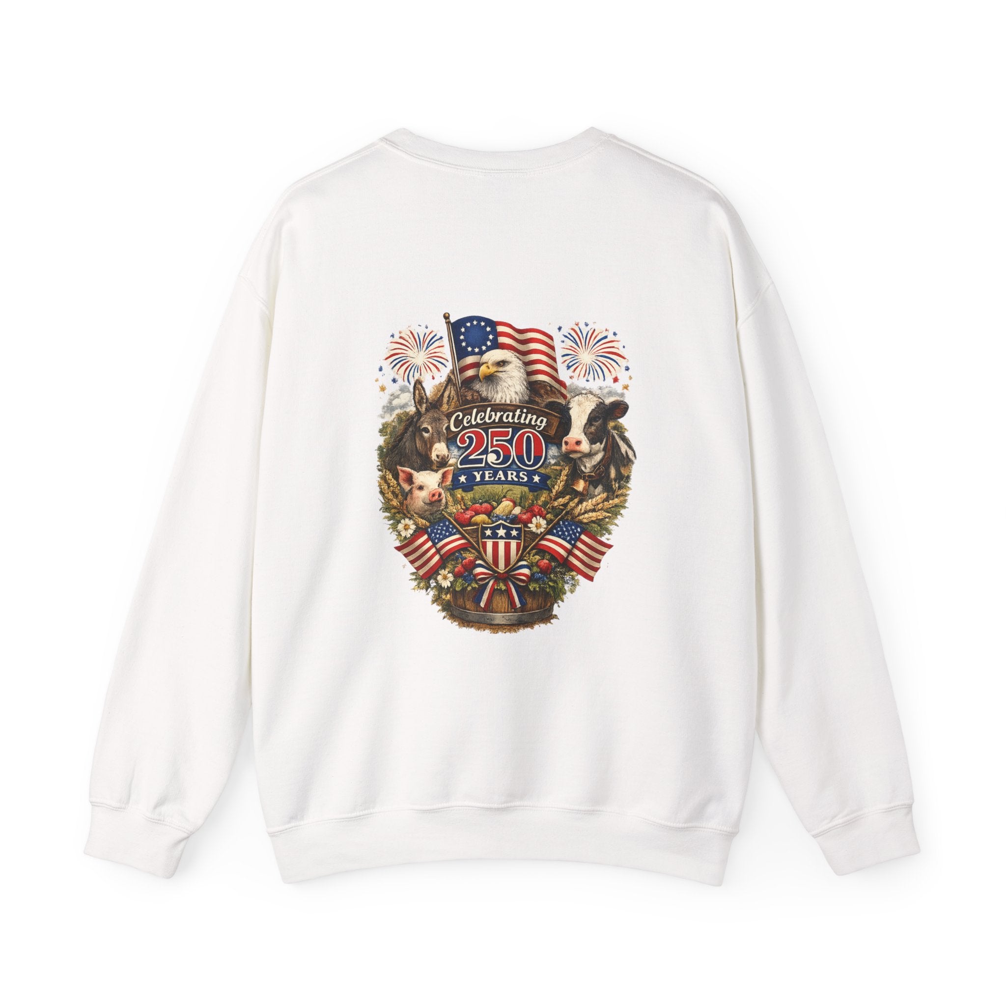 Crewneck Sweatshirt — "Celebrating 250 Years" Patriotic Eagle & Flag Design