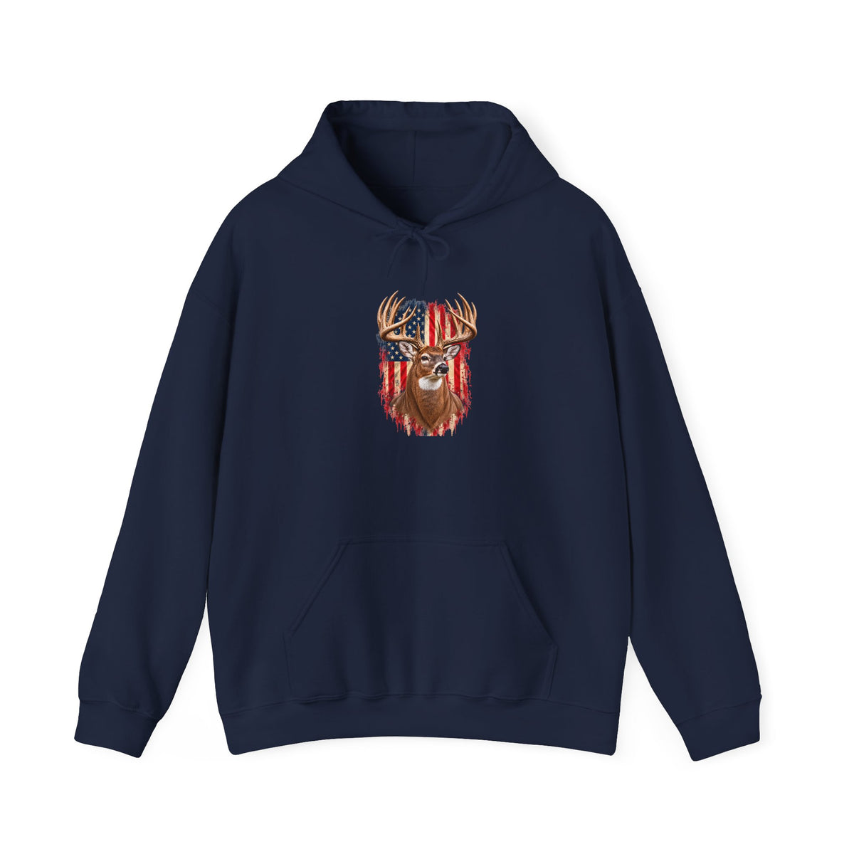 American Flag Deer Head Hoodie | Patriotic Buck Graphic Sweatshirt