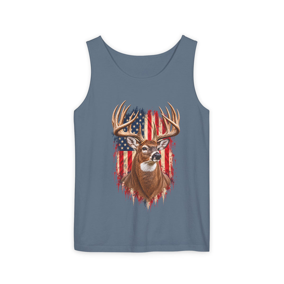 Buck American Flag Tank Top, Garment-Dyed Cotton, Relaxed Fit