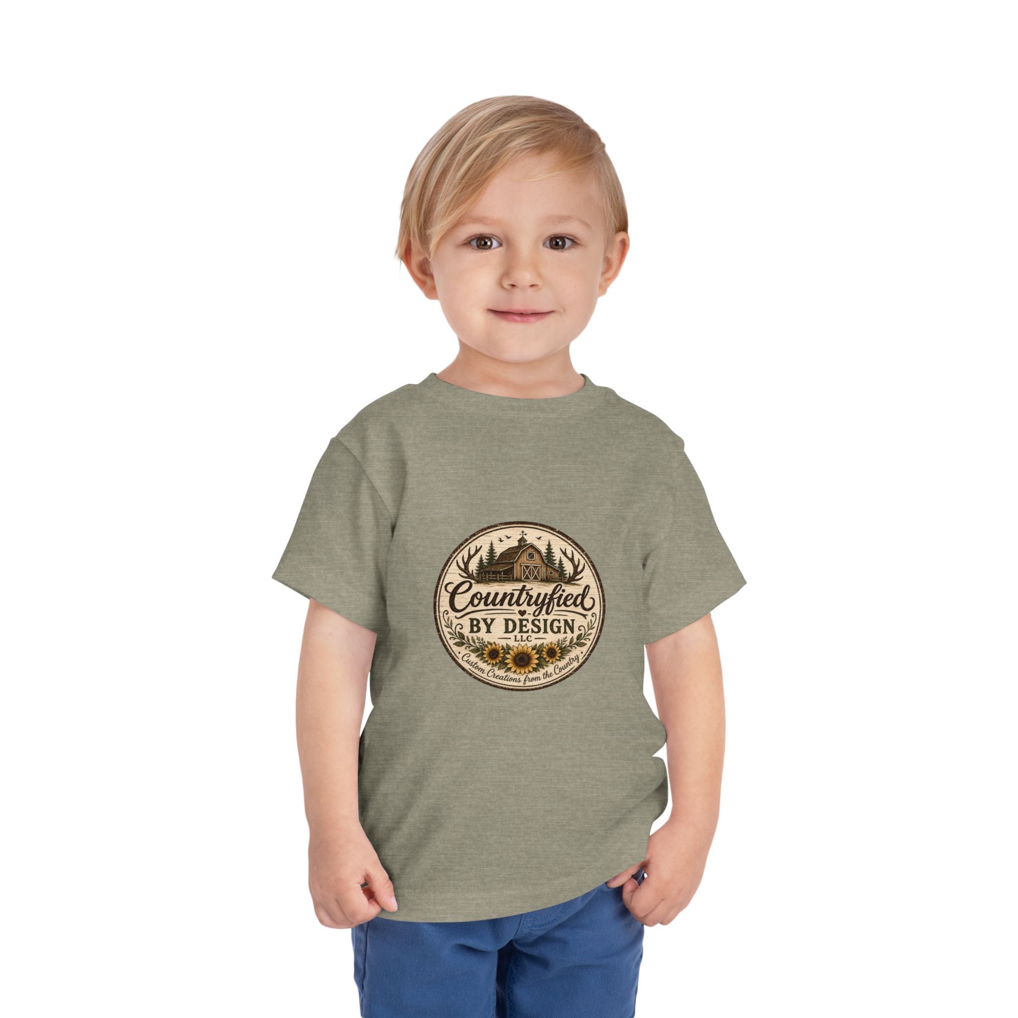 Toddler Tee — “Countryfied by Design” Rustic Farmhouse Graphic