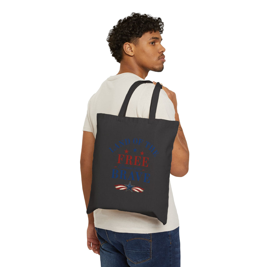 Patriotic Canvas Tote Bag – “Red, White and Country” / “Land of the Free” USA Market Tote