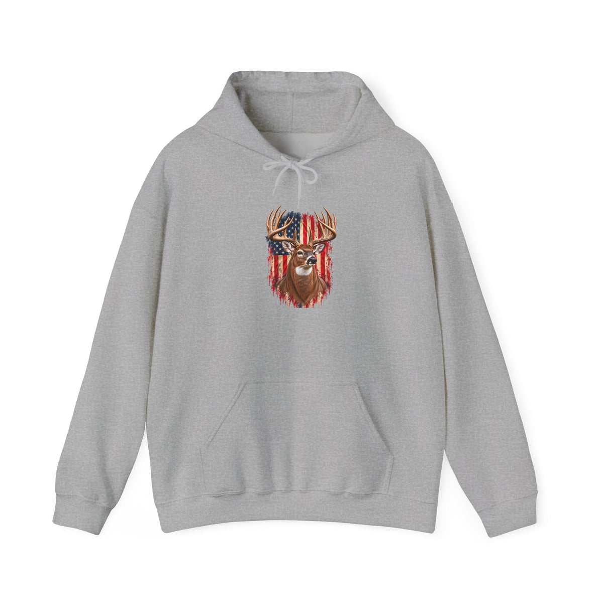 American Flag Deer Head Hoodie | Patriotic Buck Graphic Sweatshirt