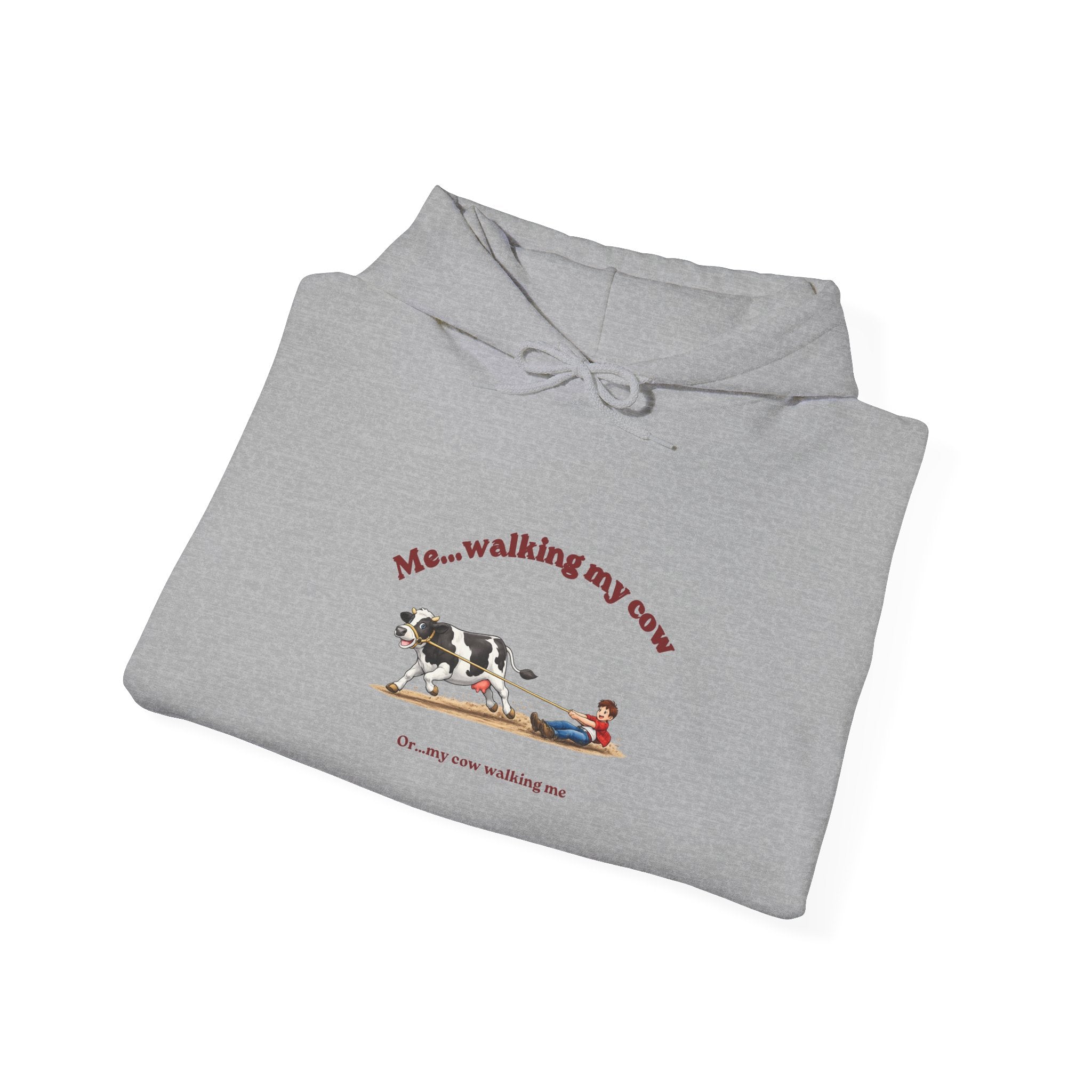 Walking My Cow Hoodie — Funny Farm Animal Hooded Sweatshirt-boy