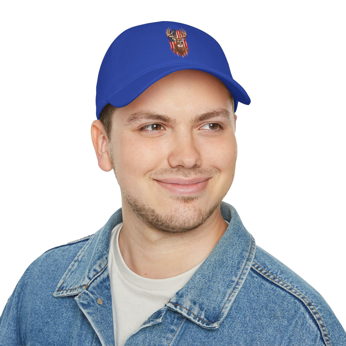 Whitetail Buck American Flag Hat, Adjustable Cotton Dad Cap